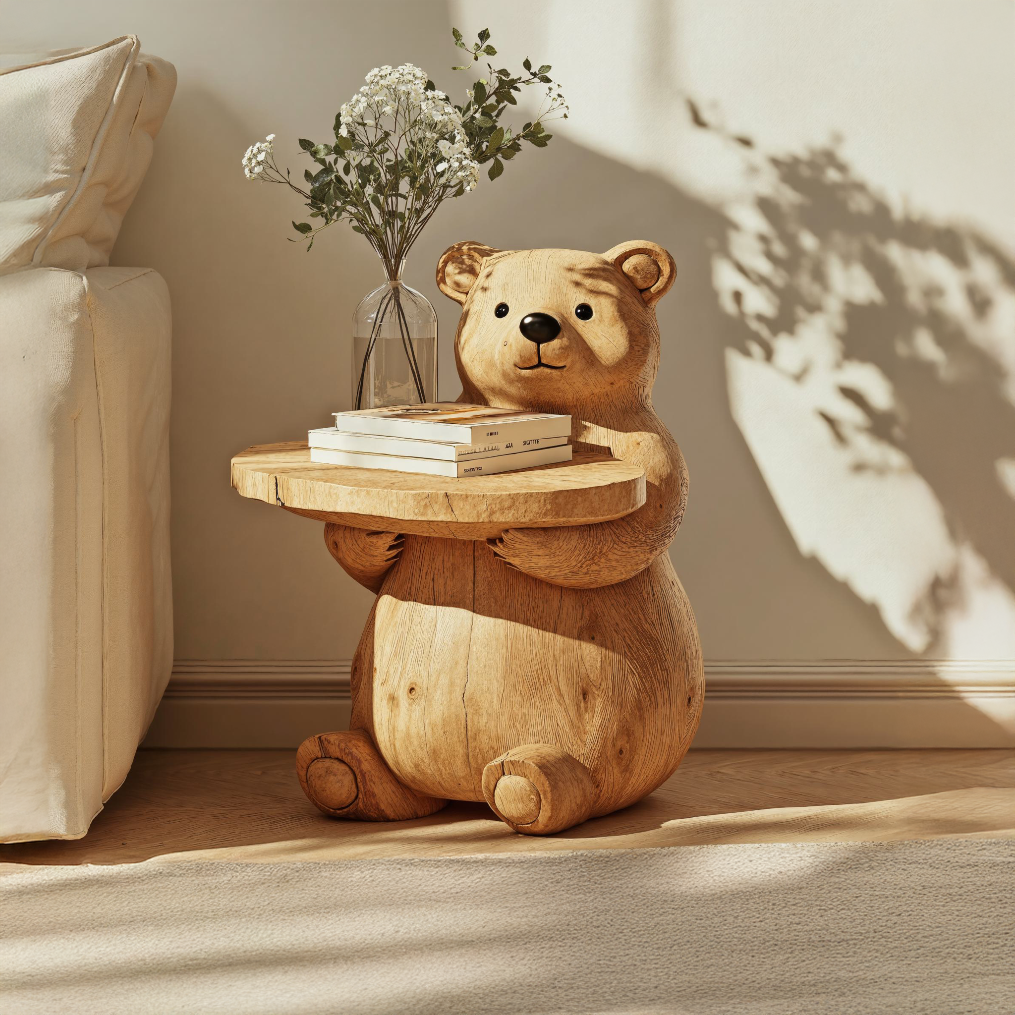 Rustic Wood End Table Bear Side Table SILDTEN075