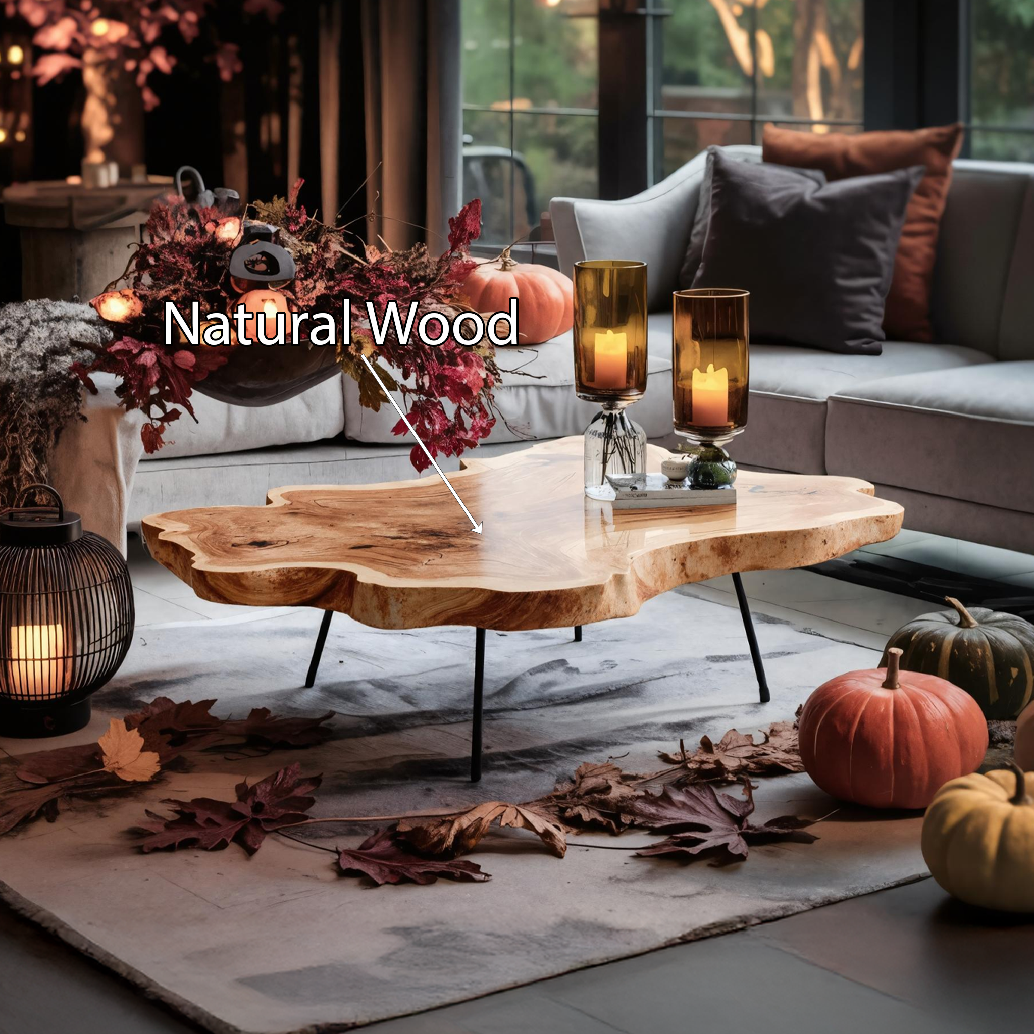 Modern Wooden Live Edge Coffee Table For Living Room Halloween Design SILDTTNHCF004