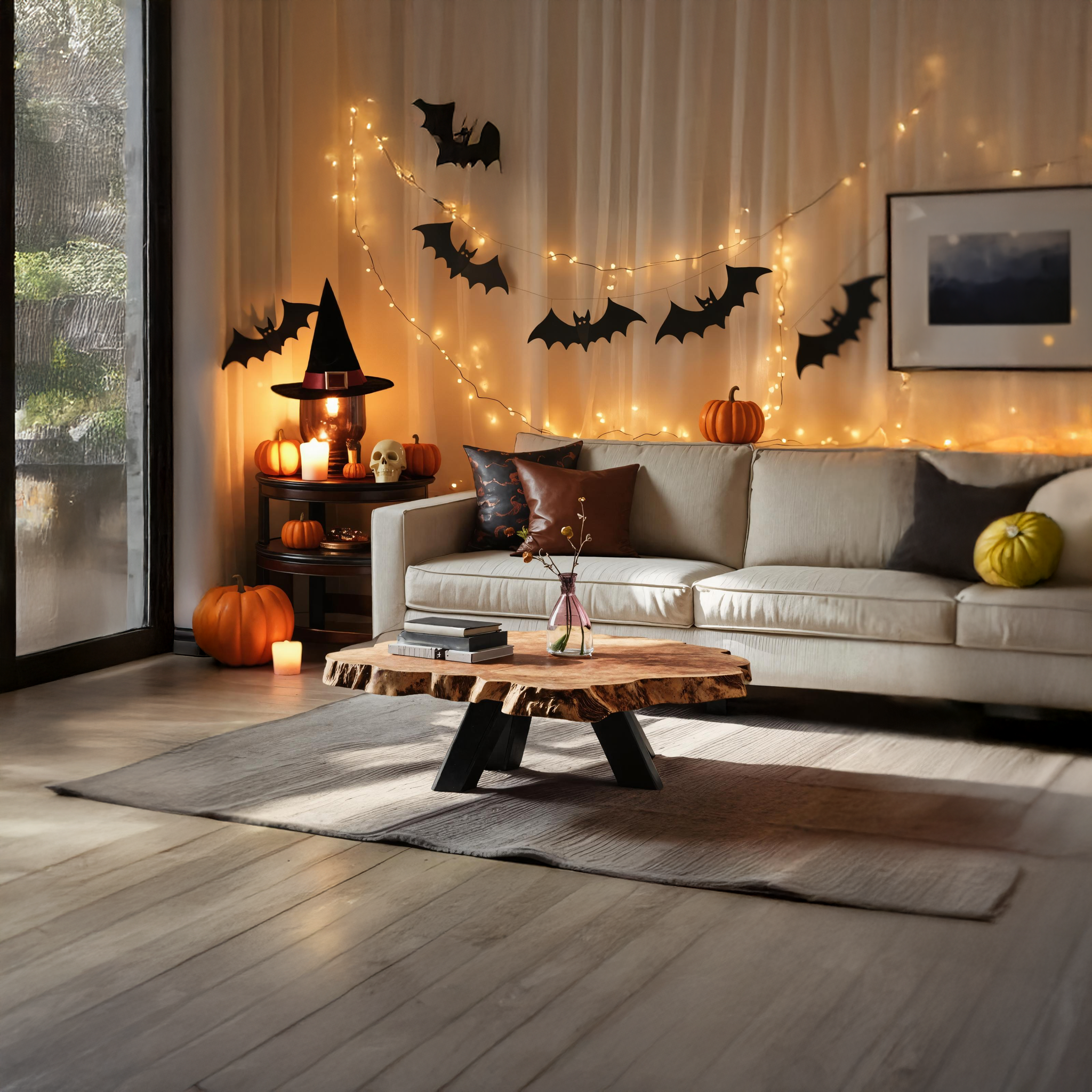 Modern Wooden Live Edge Coffee Table For Entryway Design Halloween Theme SILDTTRHCF004