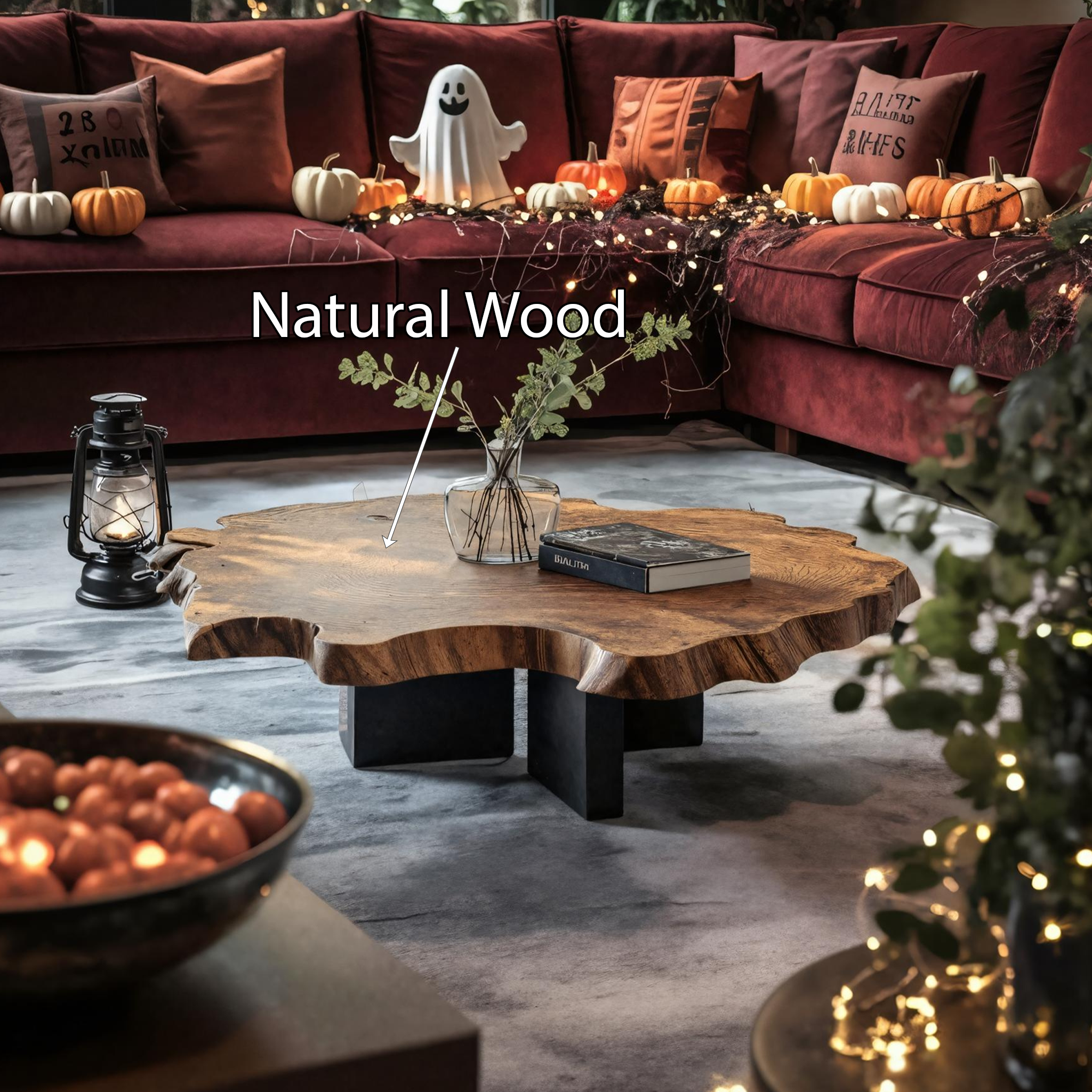 Mid Century Solid Wood Coffee Table For Living Room Decor Halloween Theme SILDTTNHCF005