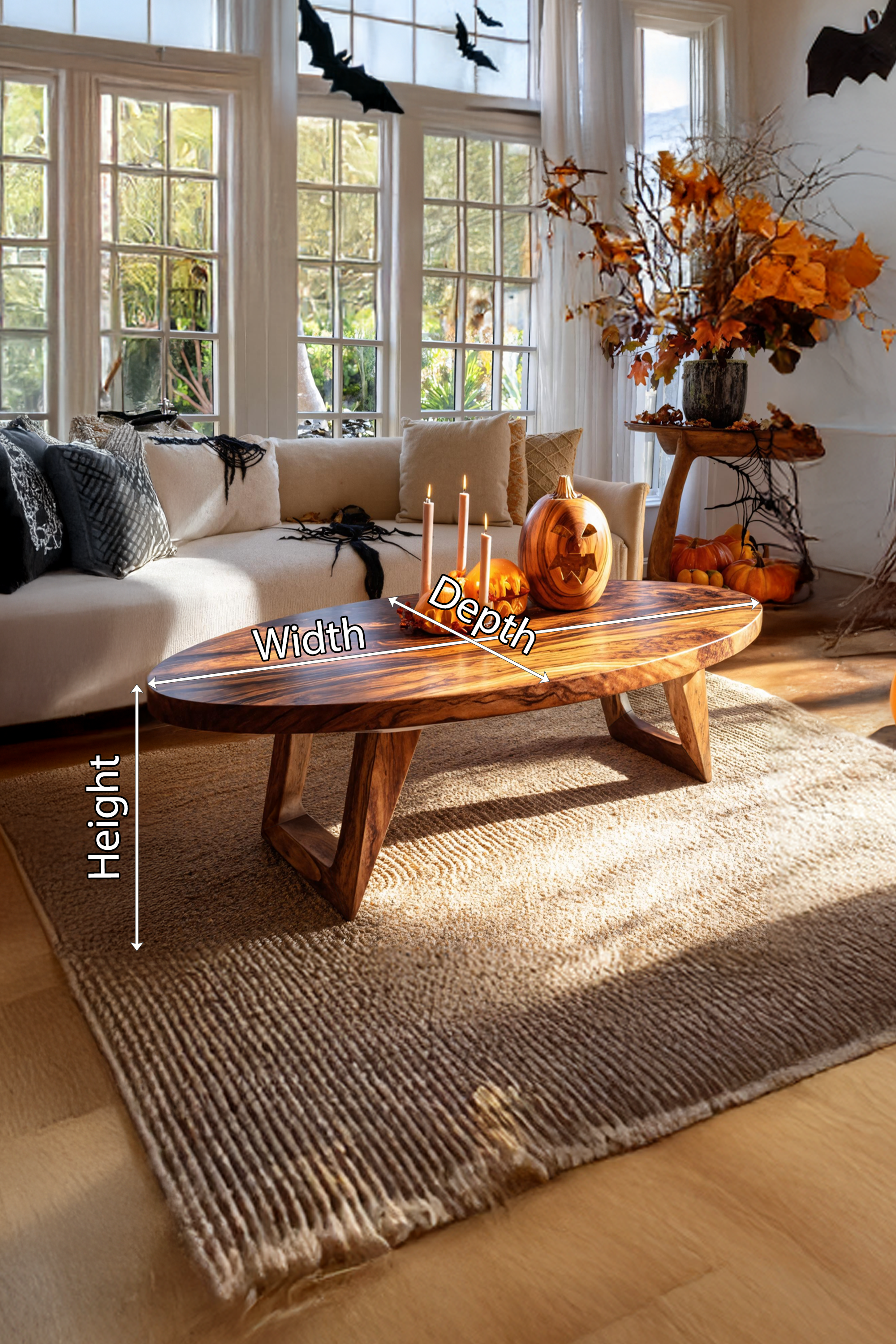Farmhouse Wooden Live Edge Coffee Table For Furniture Decor Pumpkin SILDTTNHCF030