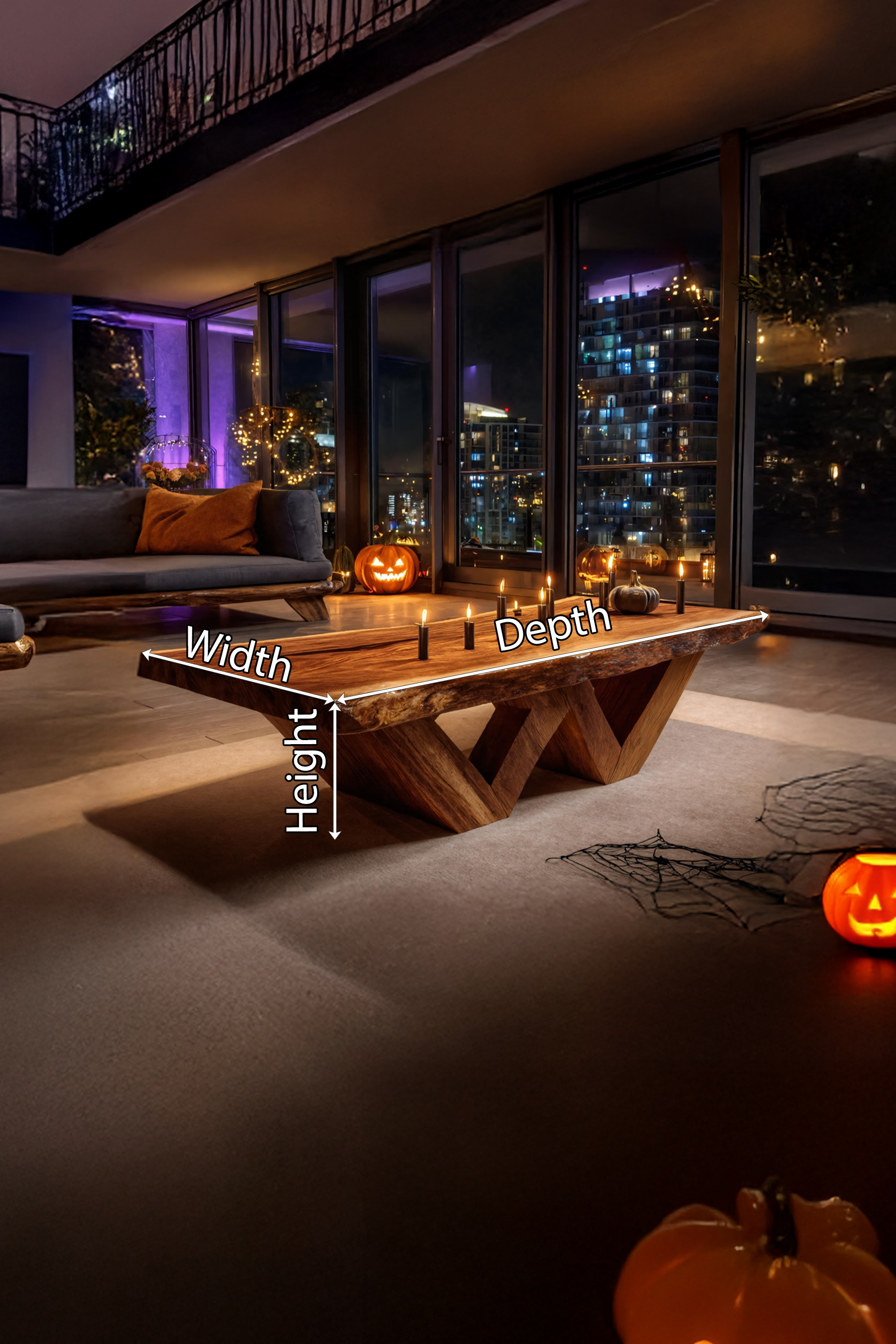 Modern Solid Wood Coffee Table Furniture Decor Pumpkin Autumn Touch SILDTTNHCF040