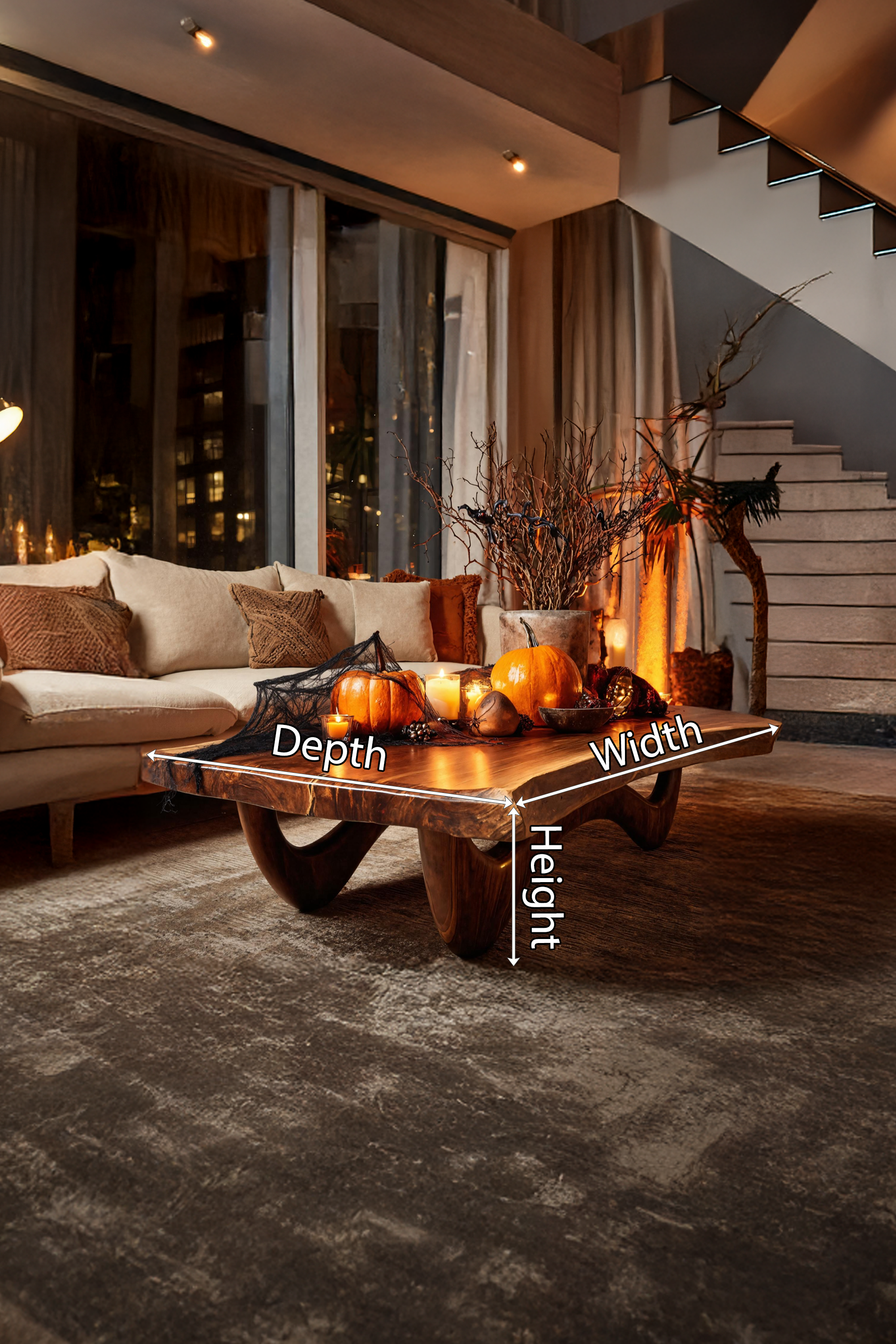 Modern Wooden Live Edge Coffee Table Furniture Decor Haunted Vibes SILDTTNHCF009
