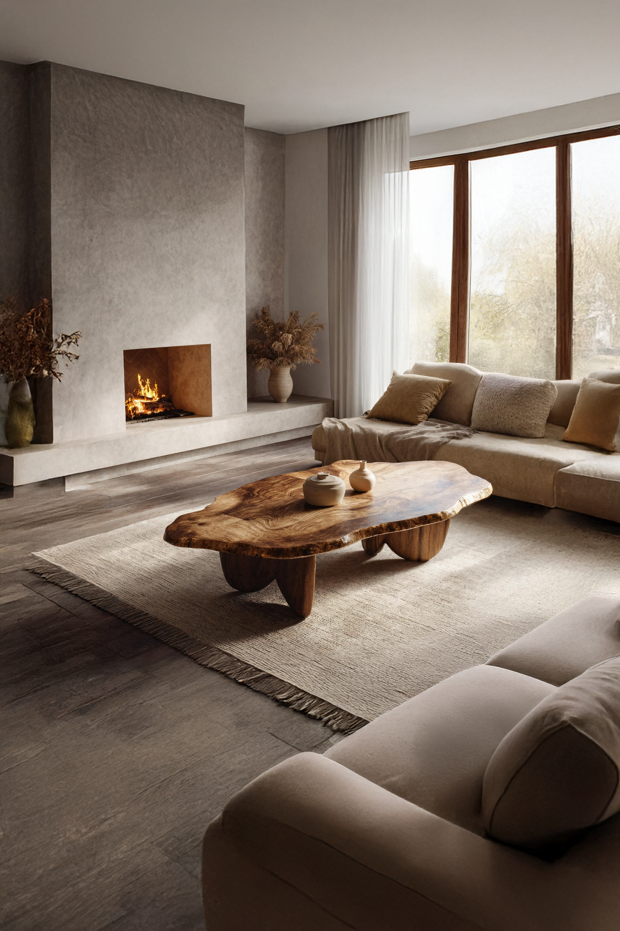 Rustic Solid Wood Live Edge Coffee Table For Entryway Design SILDTTRCF040