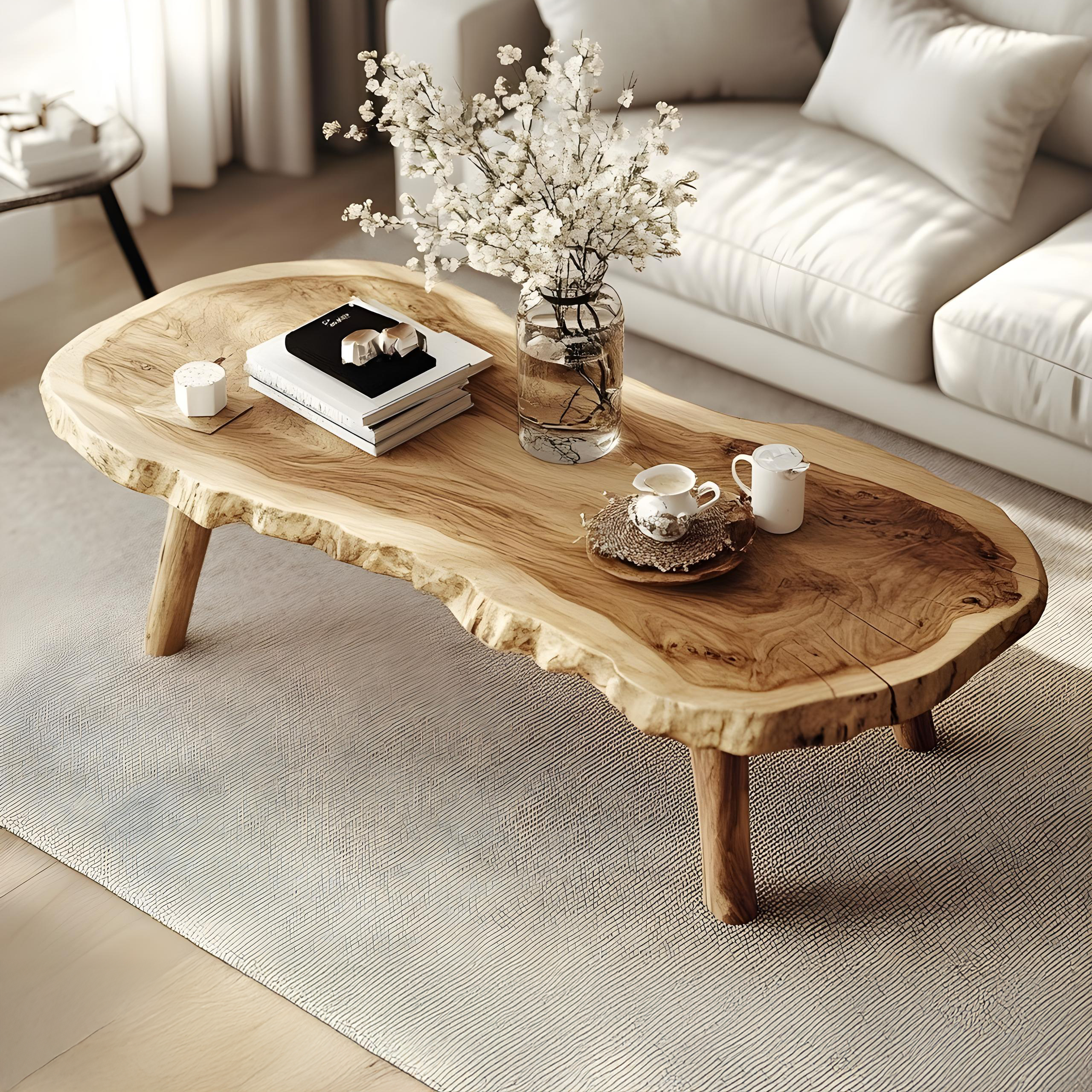 Vintage Inspired Natural Wood Coffee Table For Relaxing Living Room SILDTCF127