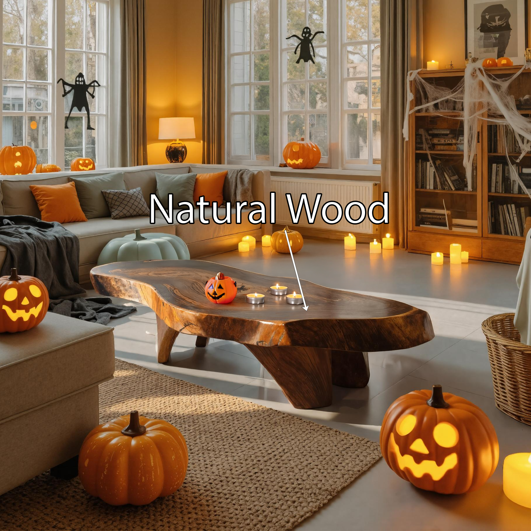 Farmhouse Wooden Live Edge Coffee Table For Furniture Decor Halloween Decor SILDTTRHCF006
