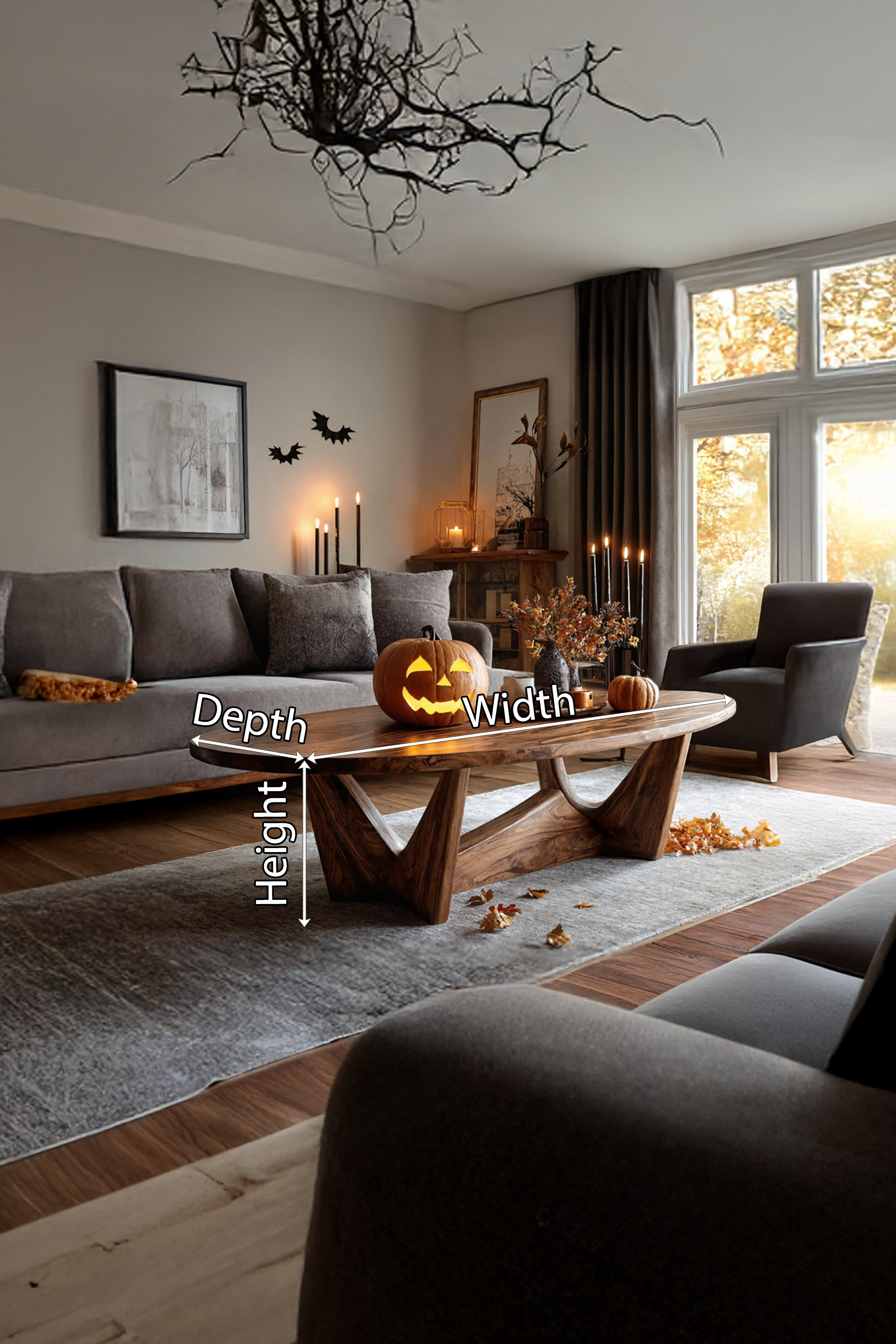 Modern Solid Wood Coffee Table Entryway Design Halloween Inspired SILDTTNHCF024