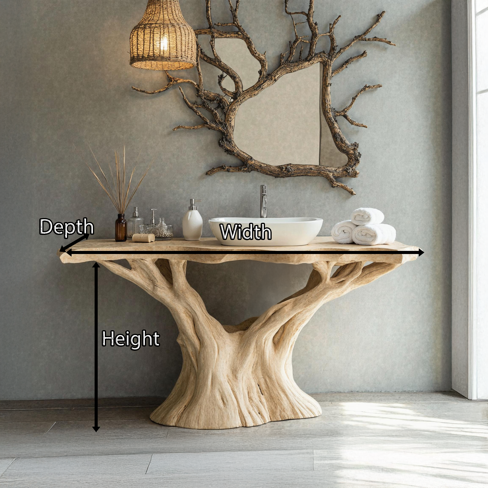 Rustic Live Edge Wood Bathroom Vanity For Eco-Friendly Bathrooms SILDTBRV136