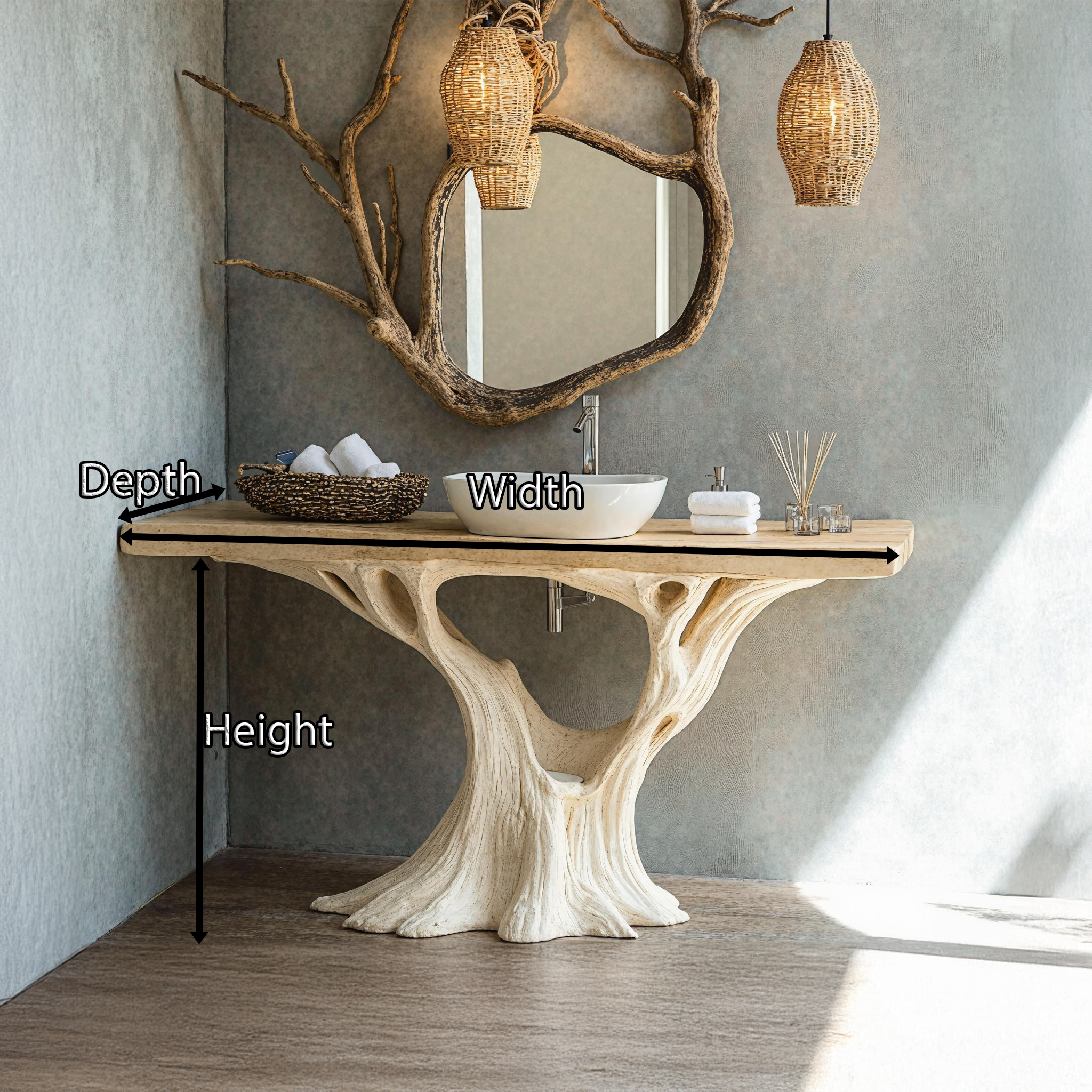 Rustic Natural Wood Bathroom Vanity For Warm Farmhouse Bathrooms SILDTBRV145