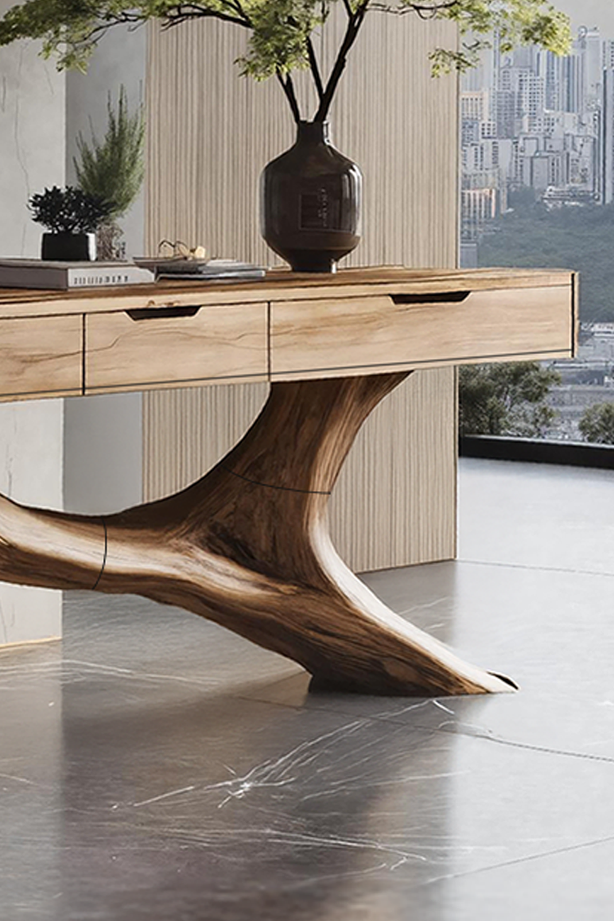 Rustic Wooden Console Table For Living Room SILDTTNCS017