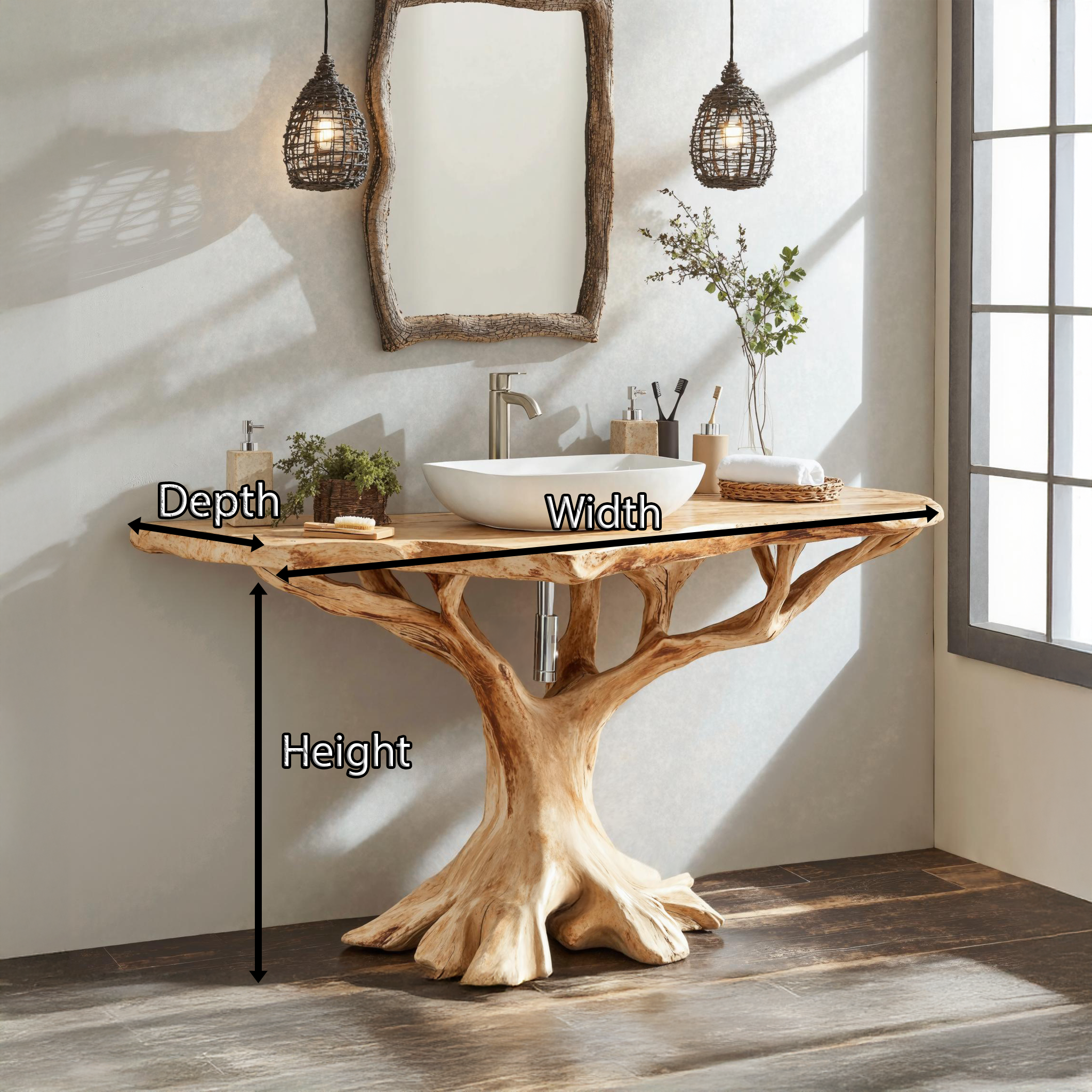 Live Edge Wood Bathroom Vanity Handcrafted For Nature-Inspired Spaces SILDTBRV135