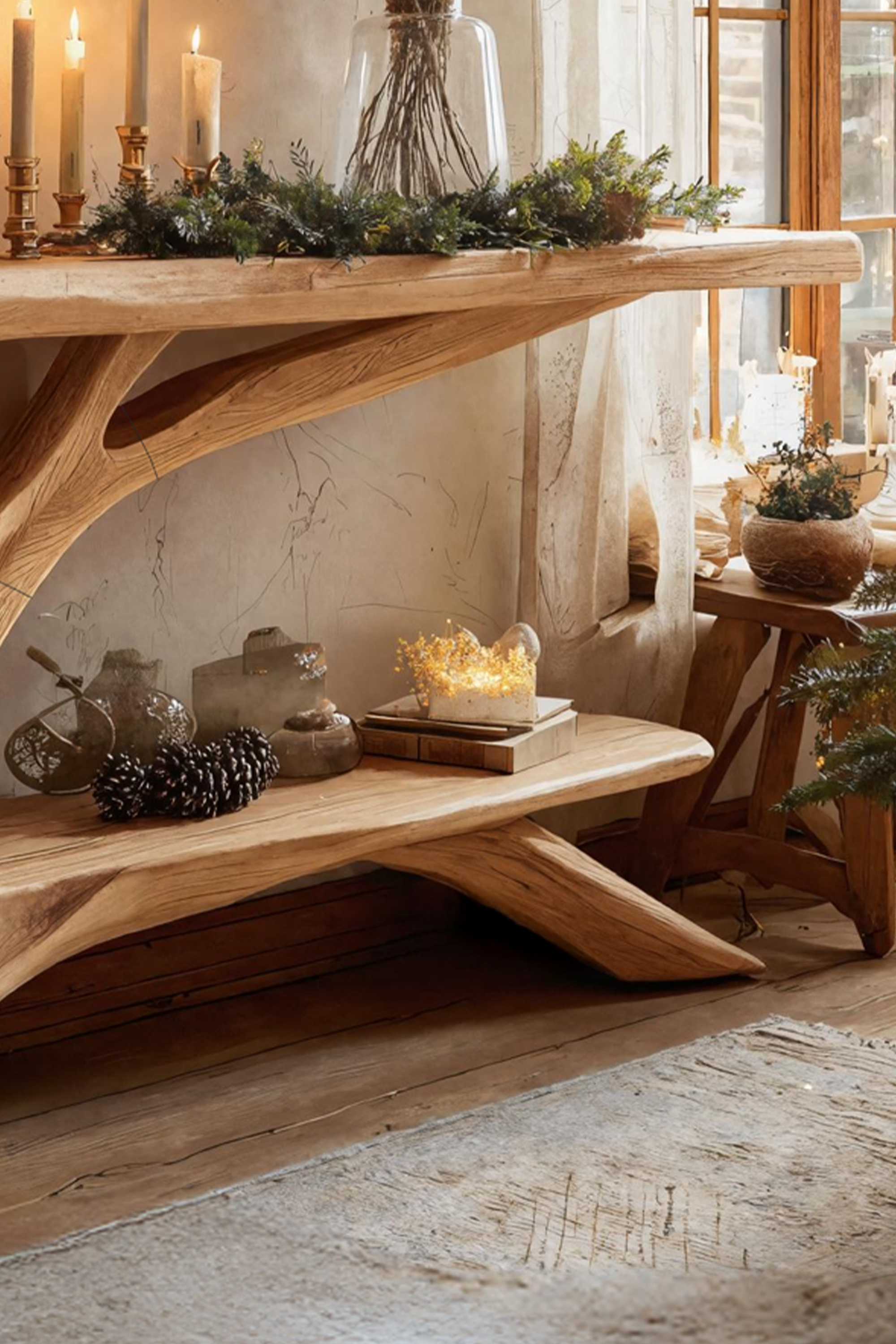 Mid Century Wooden Console Table For Christmas Entryway Decoration SILDTTNCSC010