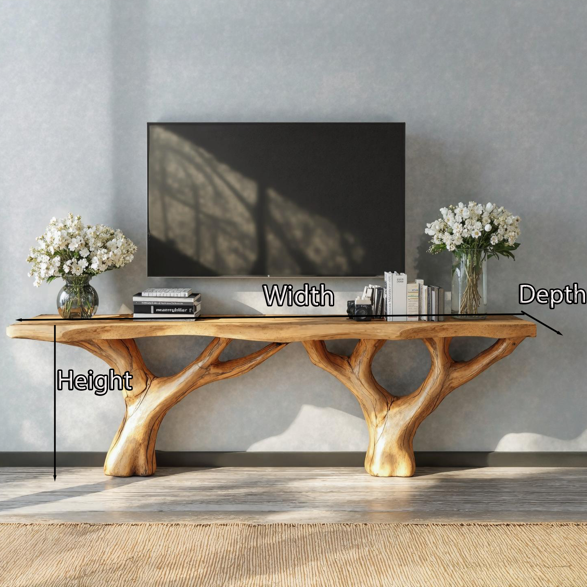 Rustic Live Edge TV Stand For Living Room And Hallway SILDTTVC023