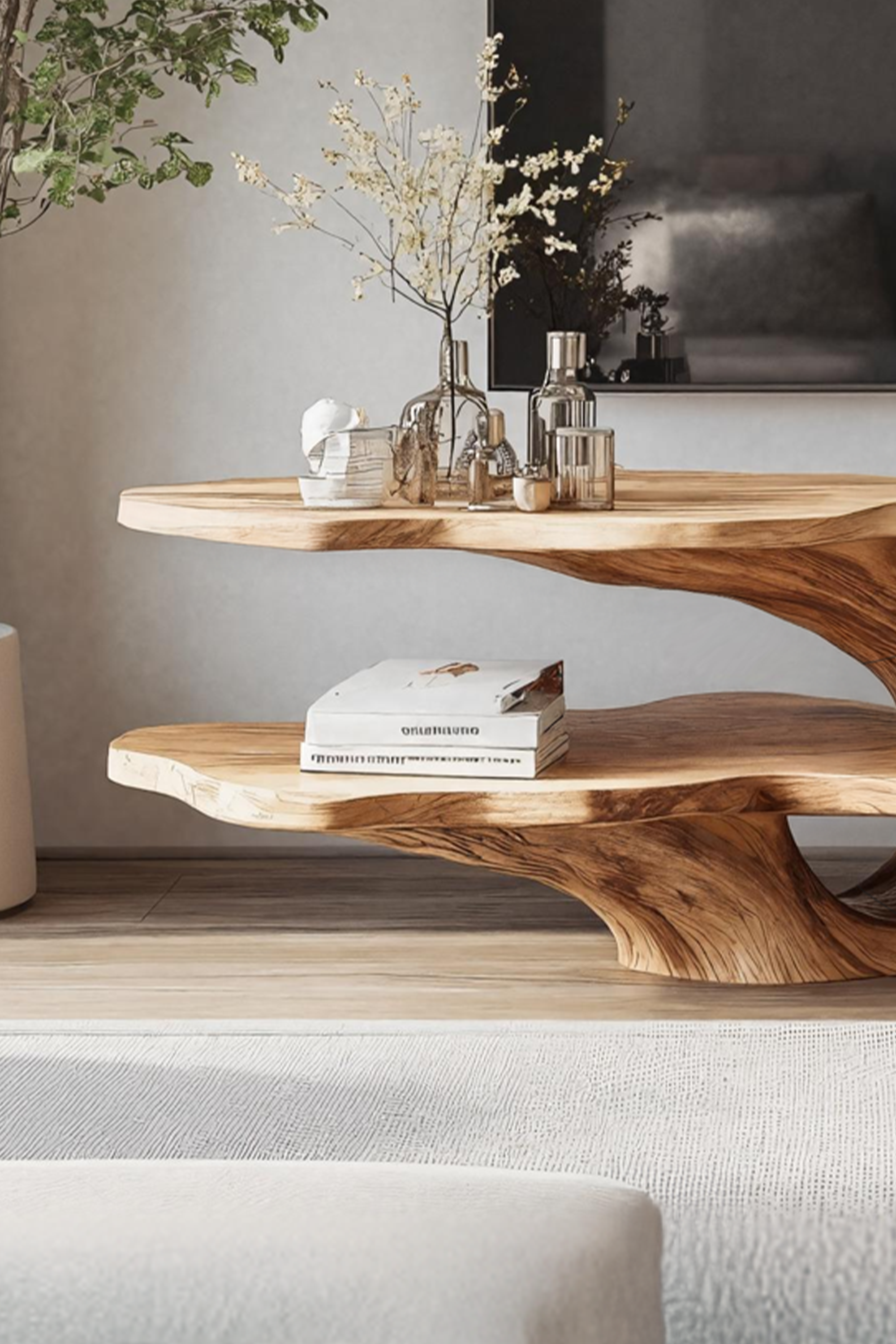 Mid Century Wooden Live Edge TV Console For Living Room Decor SILDTTNTVC077