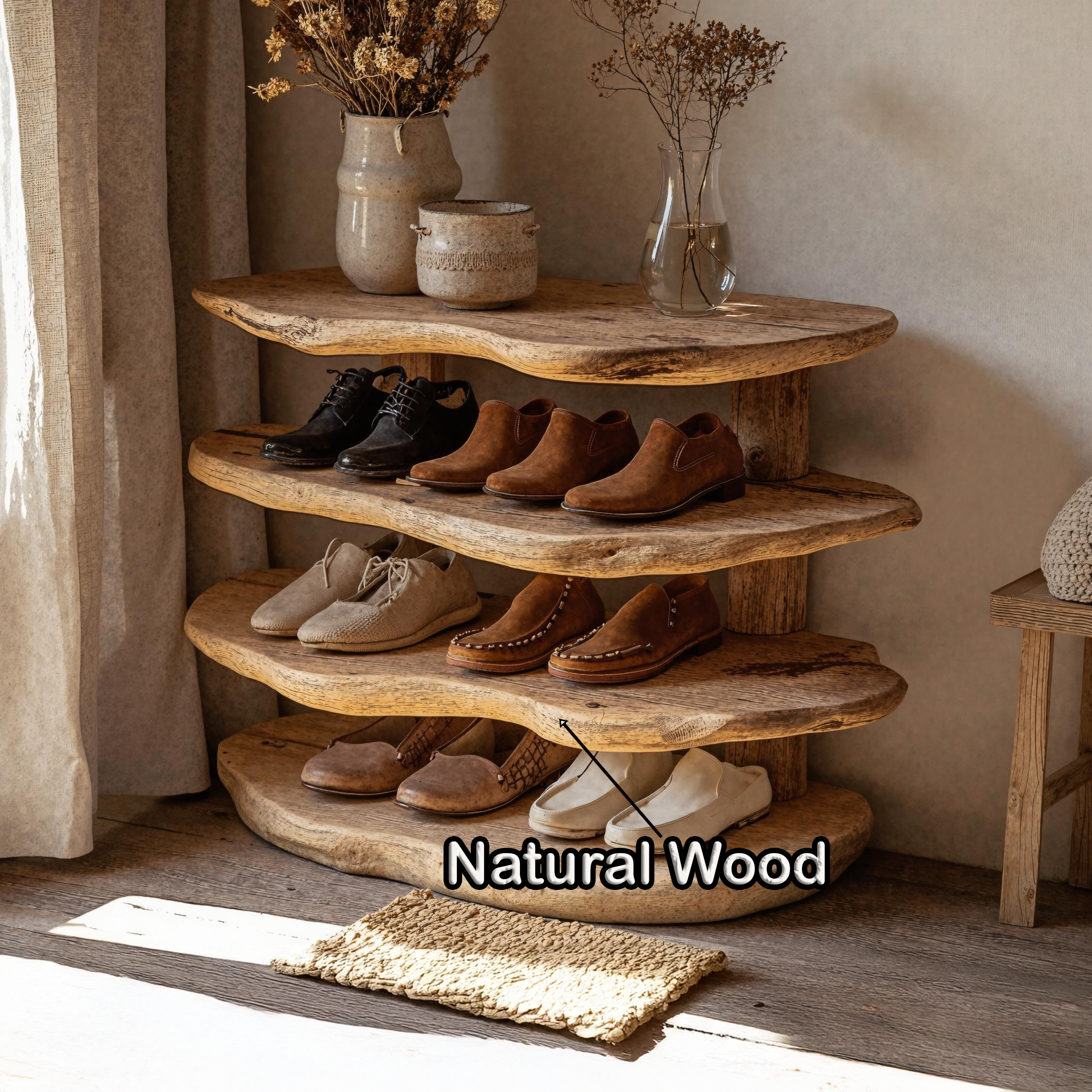 Traditional Wooden Shoe Bench For Home & Office SILDTSHB017