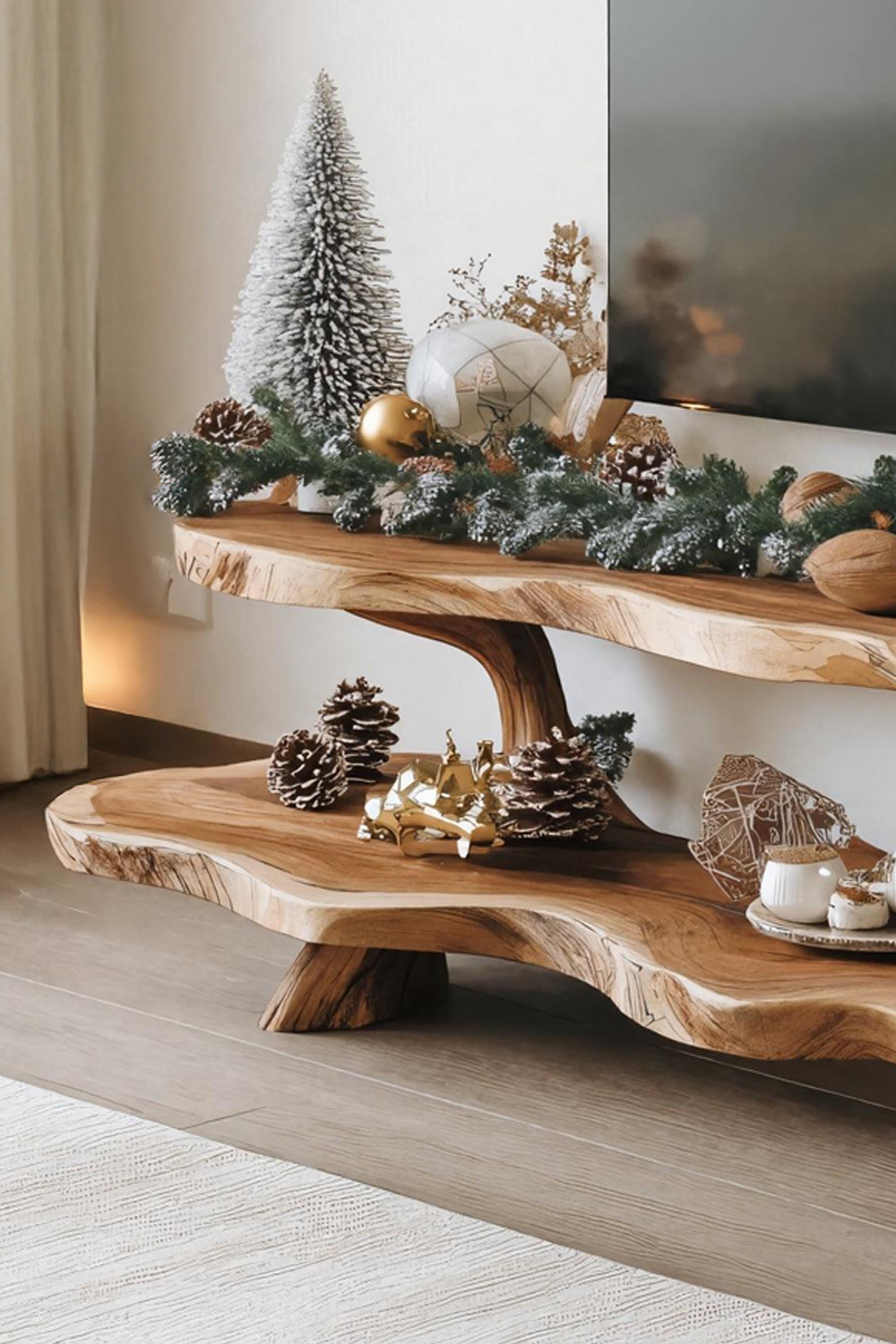 Mid Century Live Edge Entryway TV Console For Christmas Furniture SILDTTNCTV027