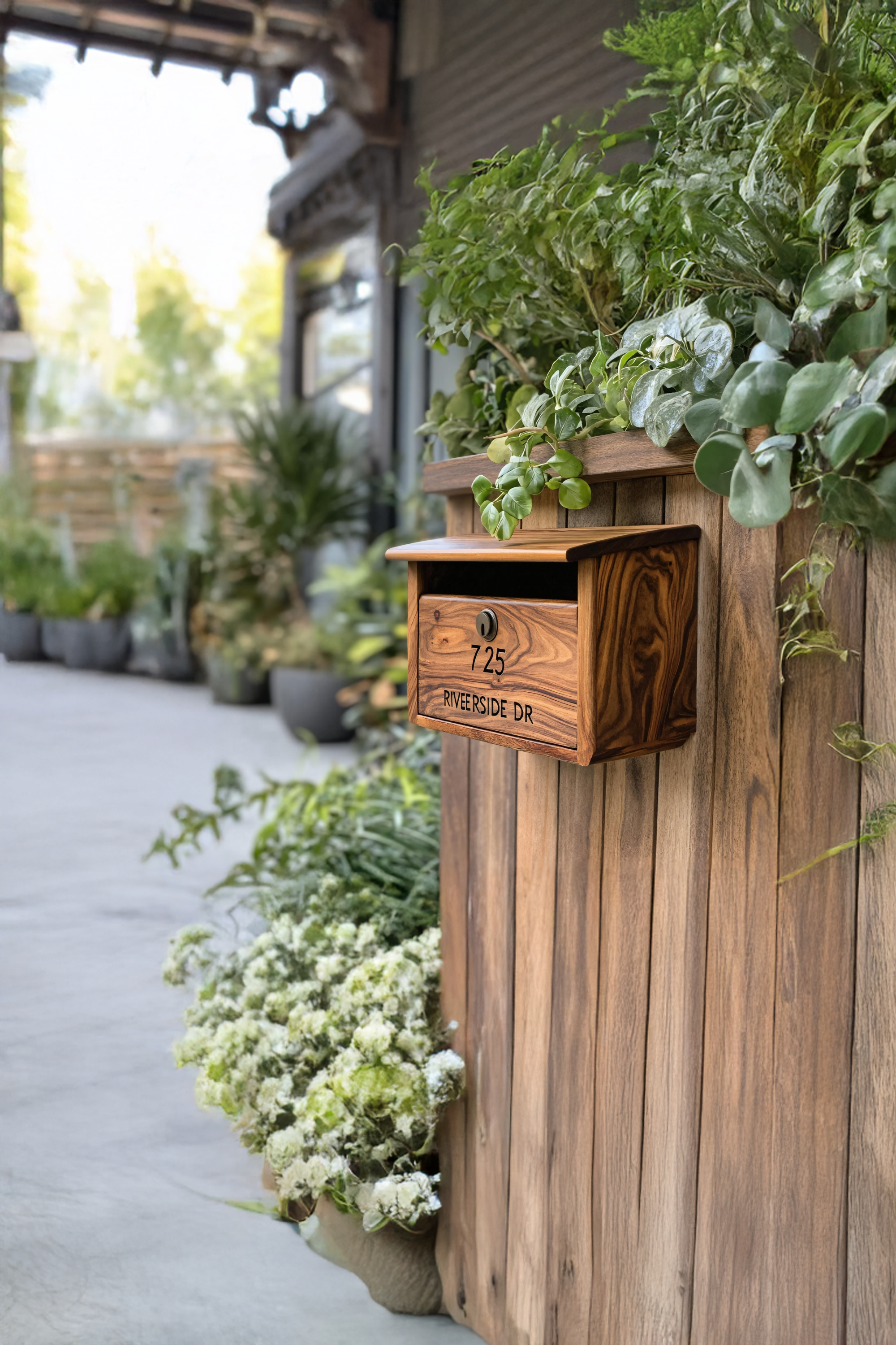 Mid Century Wooden Sculpture Mailbox For Outdoor Patio Furniture SILDTTRMB033