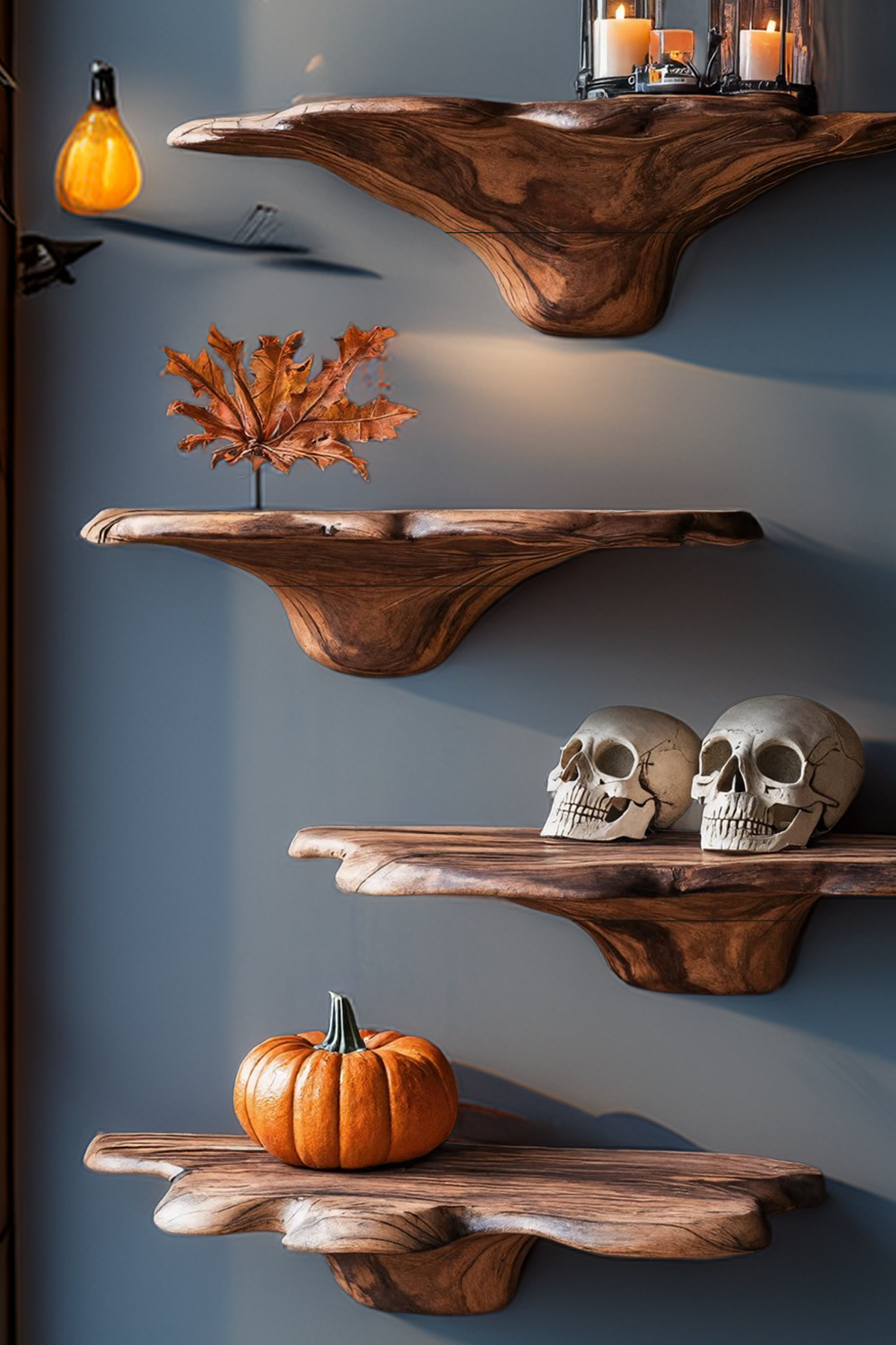 Mid Century Wooden Mushroom Shelf For Halloween Living Room SILDTTRHMR001