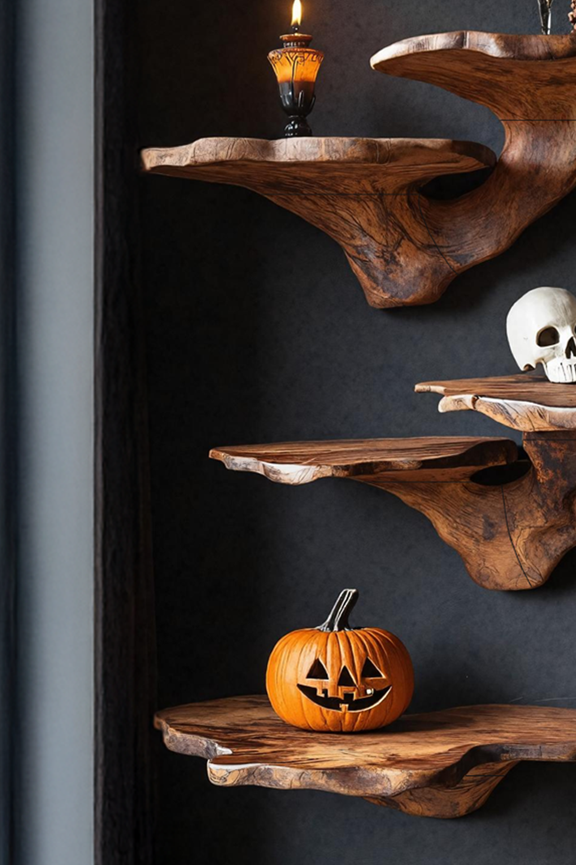 Mid Century Wooden Mushroom Shelf Halloween Home Decoration SILDTTRHMR013