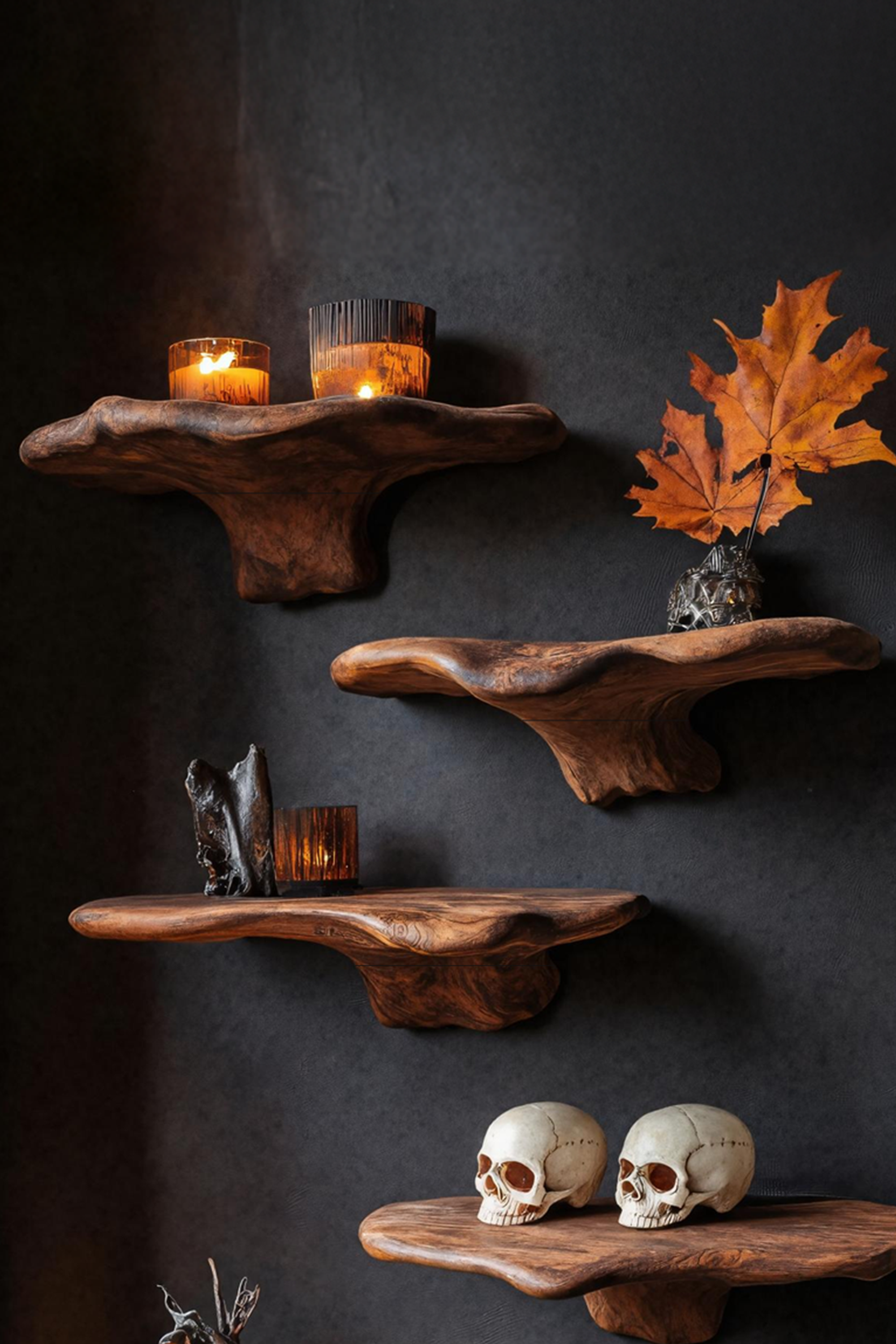 Modern Wooden Mushroom Shelf For Halloween Entryway Decoration SILDTTRHMR020