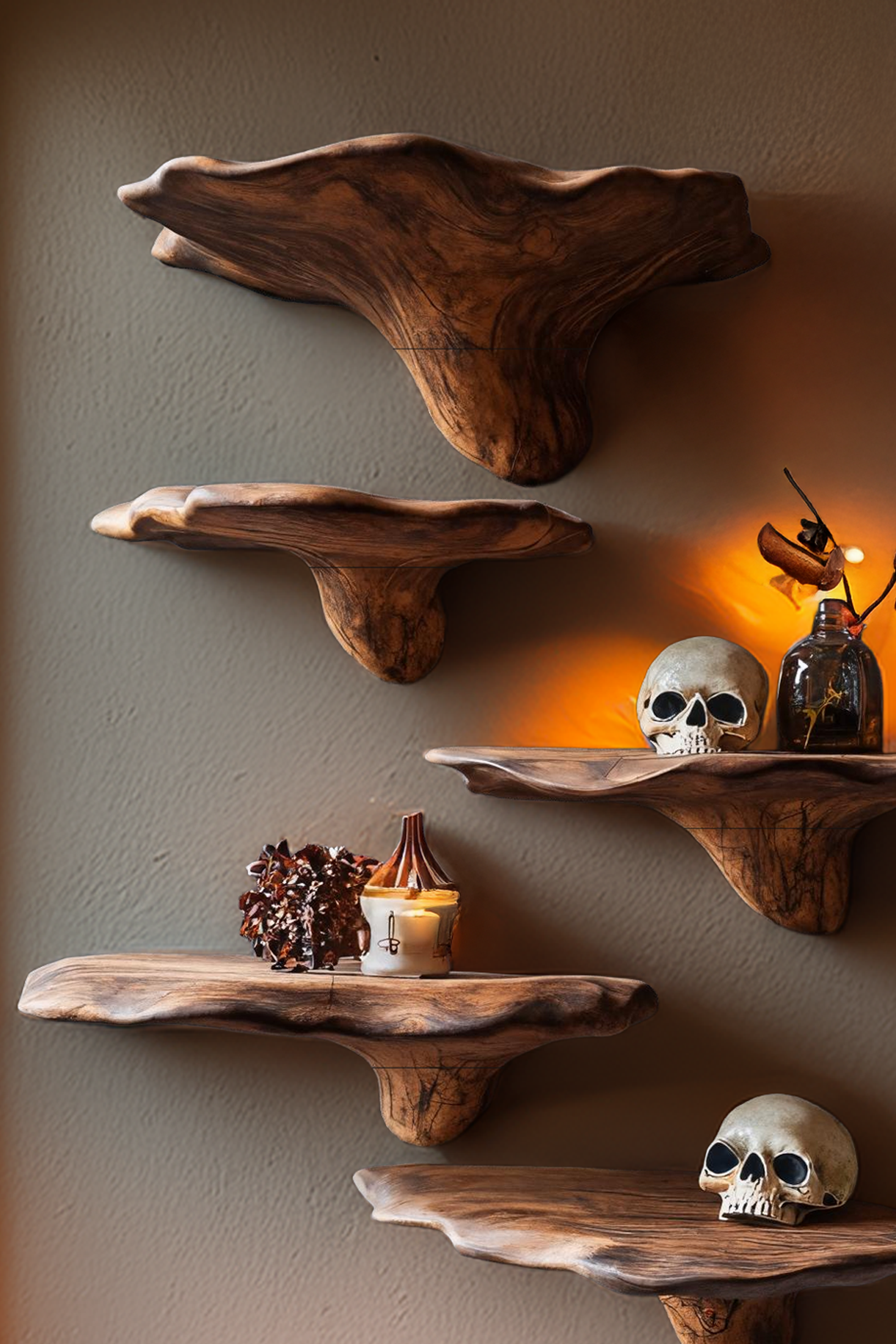 Farmhouse Solid Wood Mushroom Shelf Halloween Bedroom Decor SILDTTRHMR002