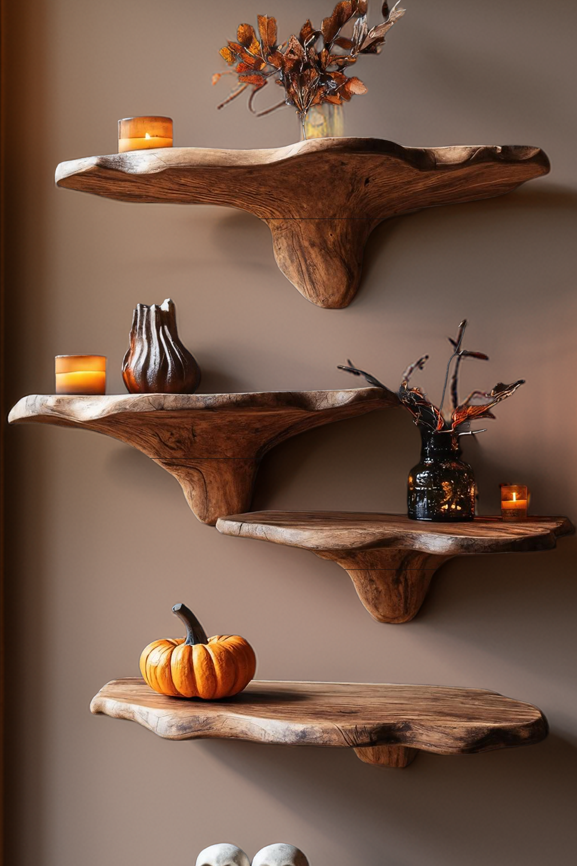 Mid Century Solid Wood Mushroom Shelf Halloween Wall Decor SILDTTRHMR005