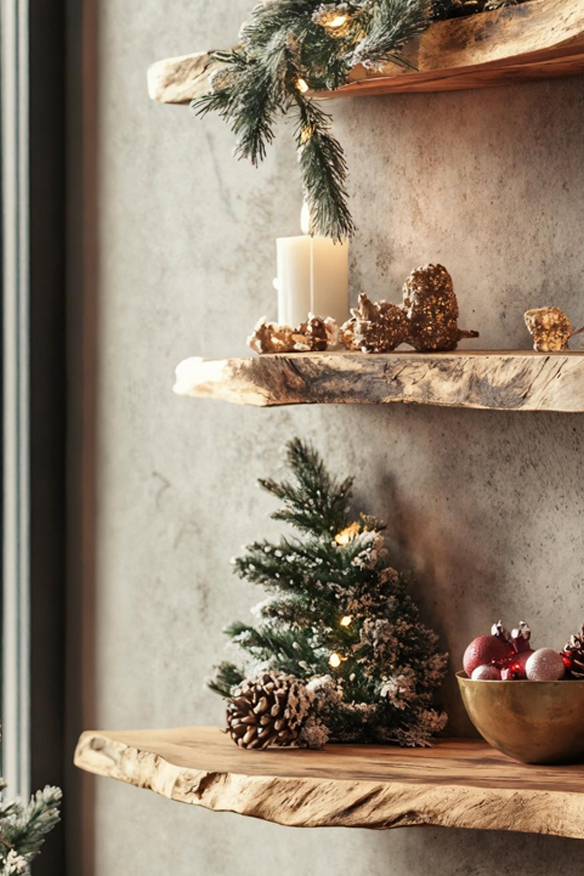 Farmhouse Wooden Floating Shelf For Christmas Entryway Living Room SILDTTNCFL046