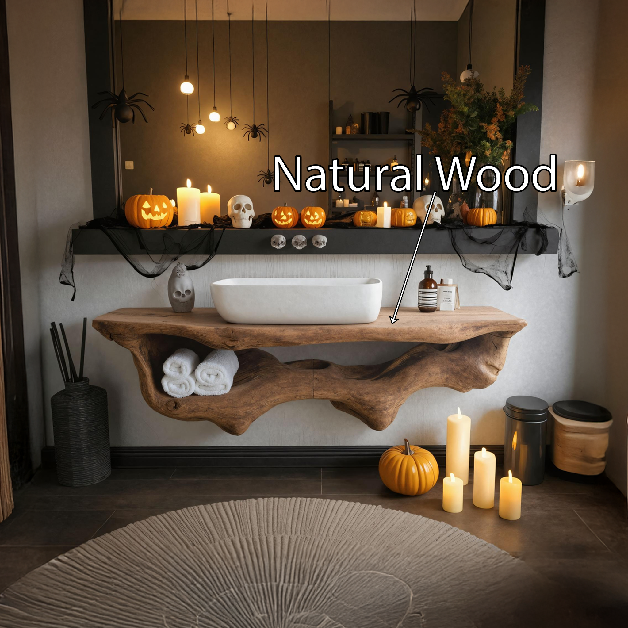 Handcrafted Live Edge Shelf For Bathroom Design Halloween Furniture SILDTTRHBS003