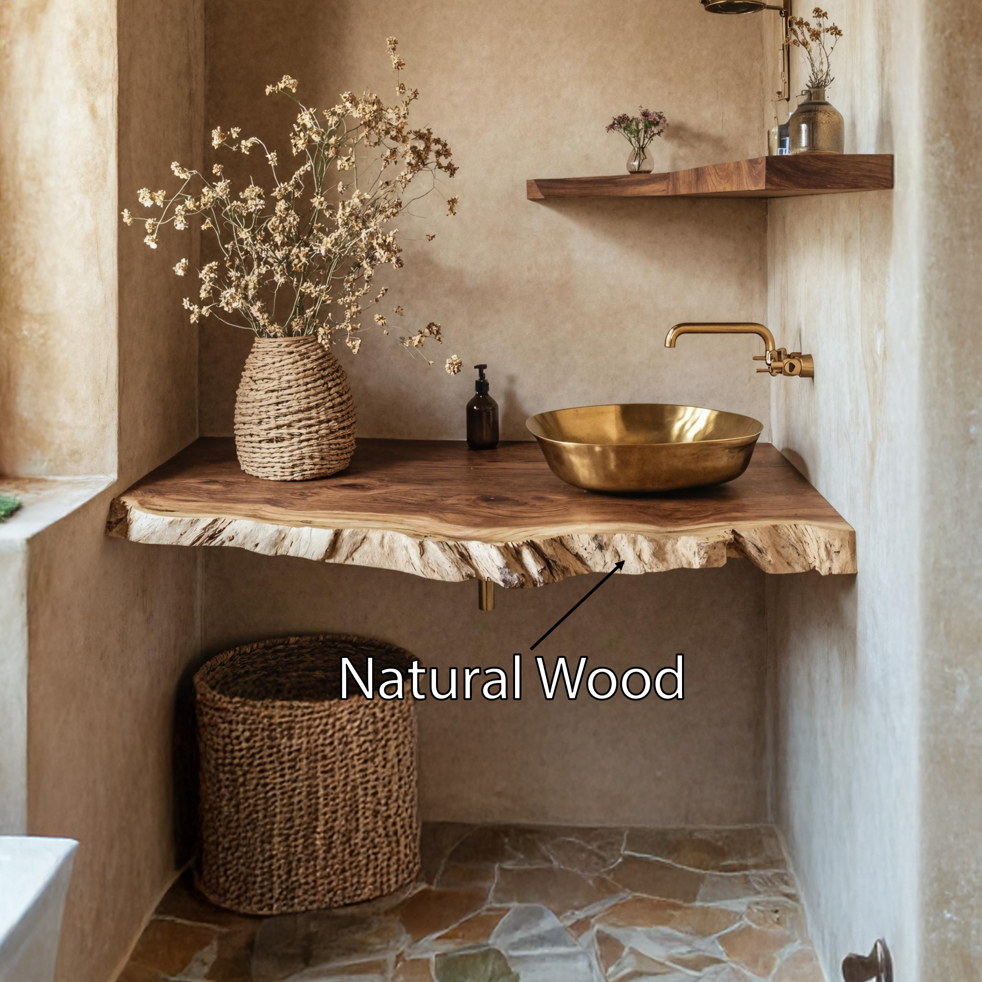 Handcrafted Bathroom Vanity In Live Edge Wood Design SILDTTRBAS007