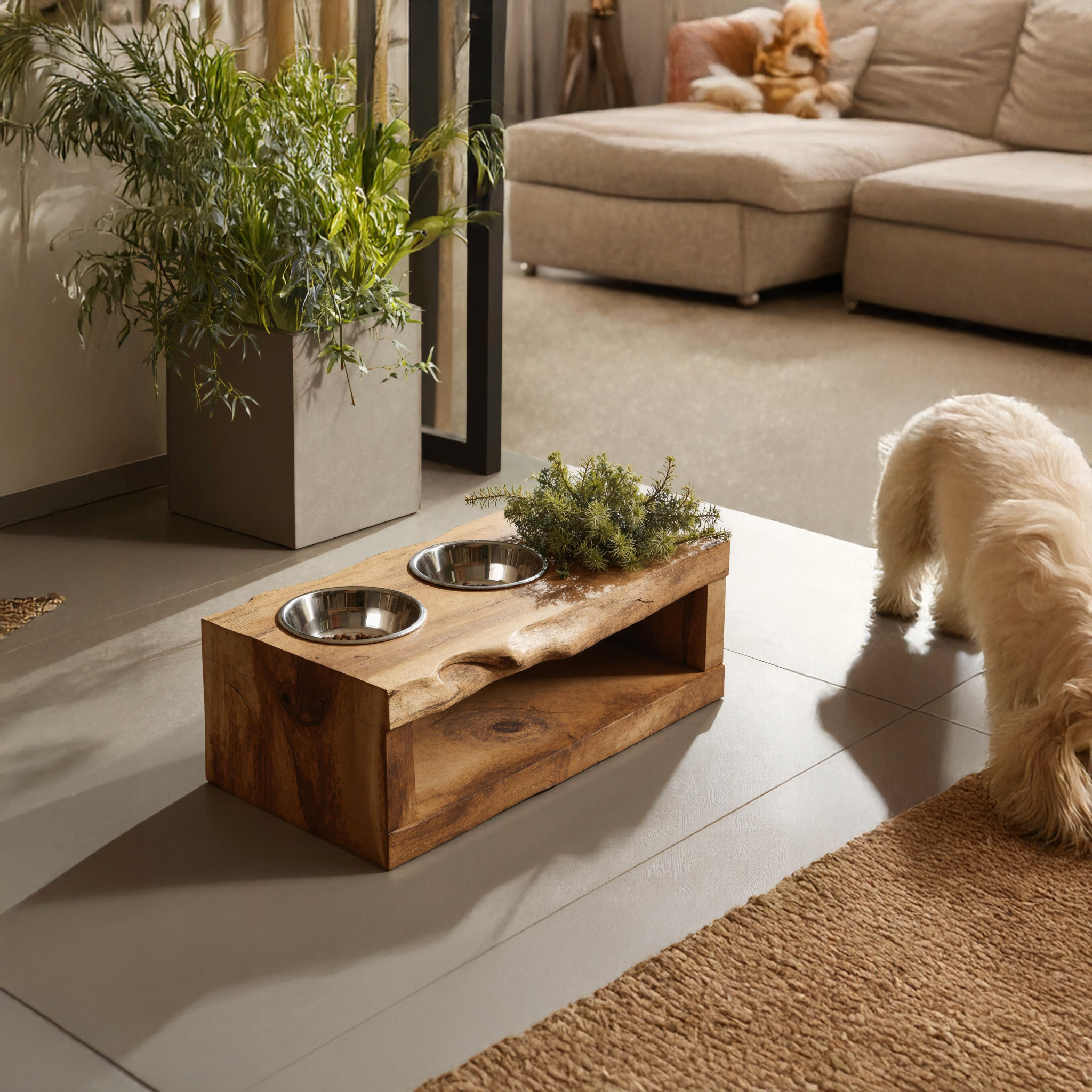 Farmhouse Dog Feeding Stand Rustic Dog Space SILDTDBS005