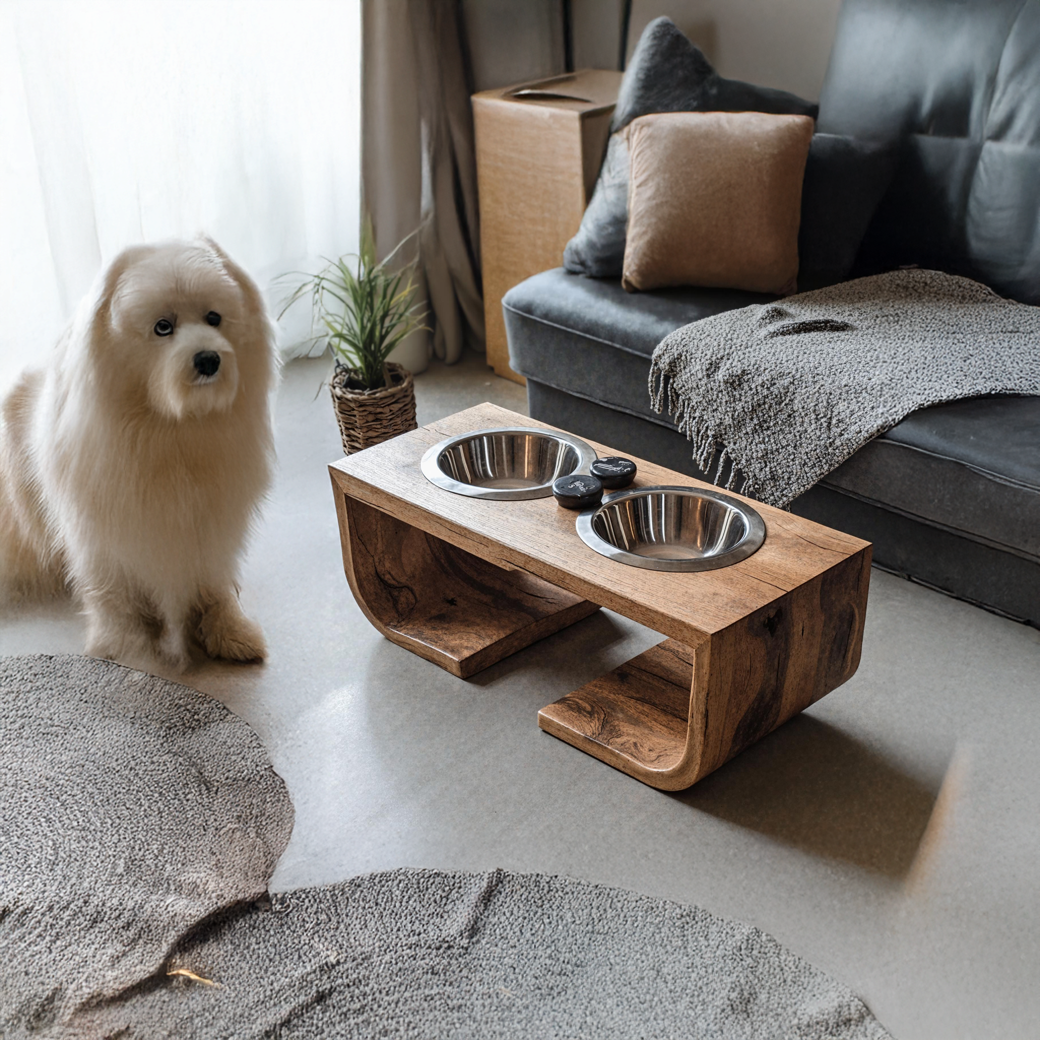 Mid Century Dog Bowl Stand For Living Room SILDTDBS001