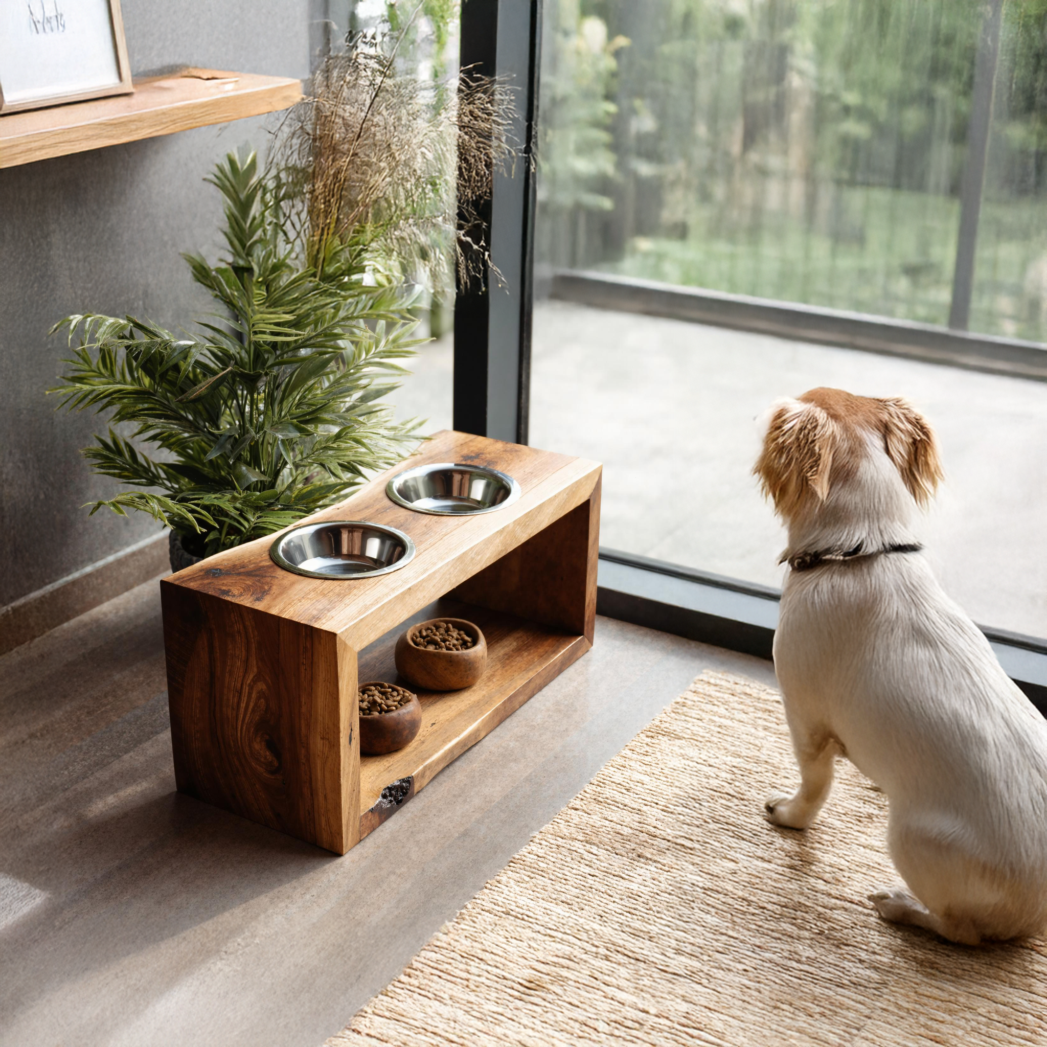 Handcrafted Pet Bowl Holder Pet Food Area SILDTDBS003