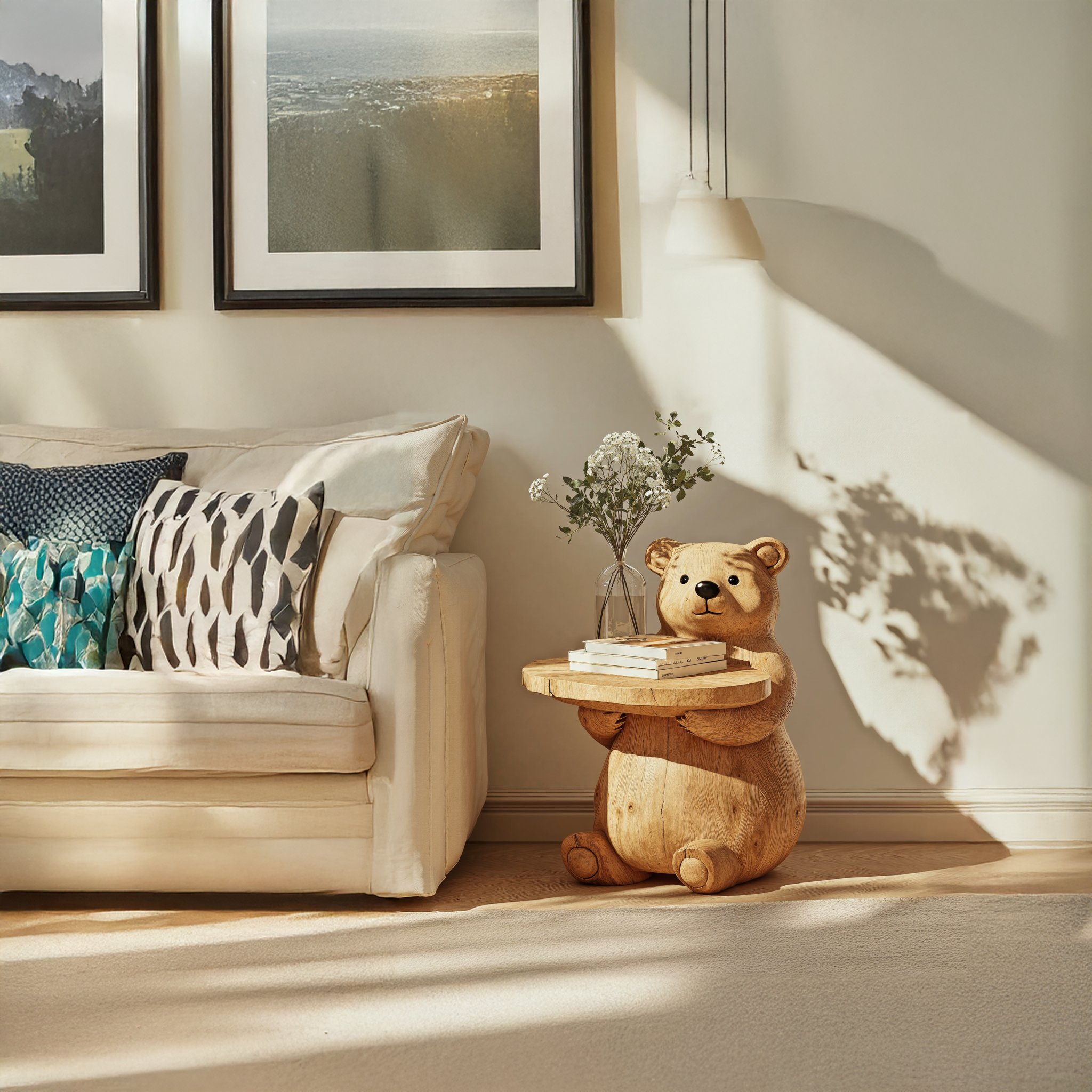 Rustic Wood End Table Bear Side Table SILDTEN075