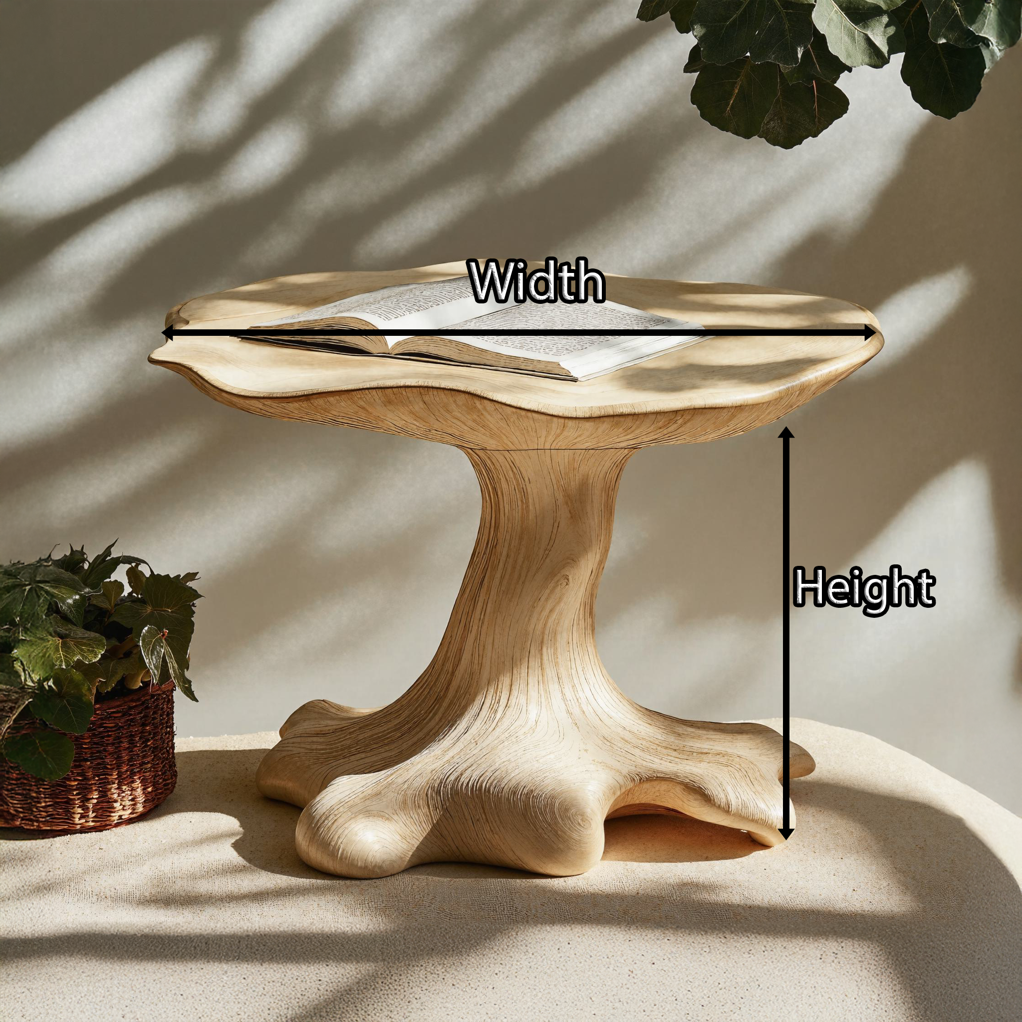 Rustic Live Edge Wood Mushroom End Table For Small Living Room Space SILDTEN103