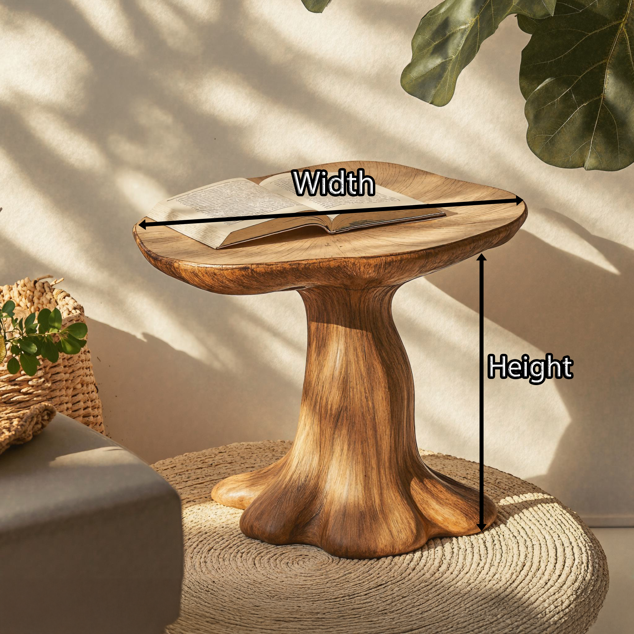 Farmhouse Wood Mushroom End Table For Living Area Country Vibes SILDTEN100