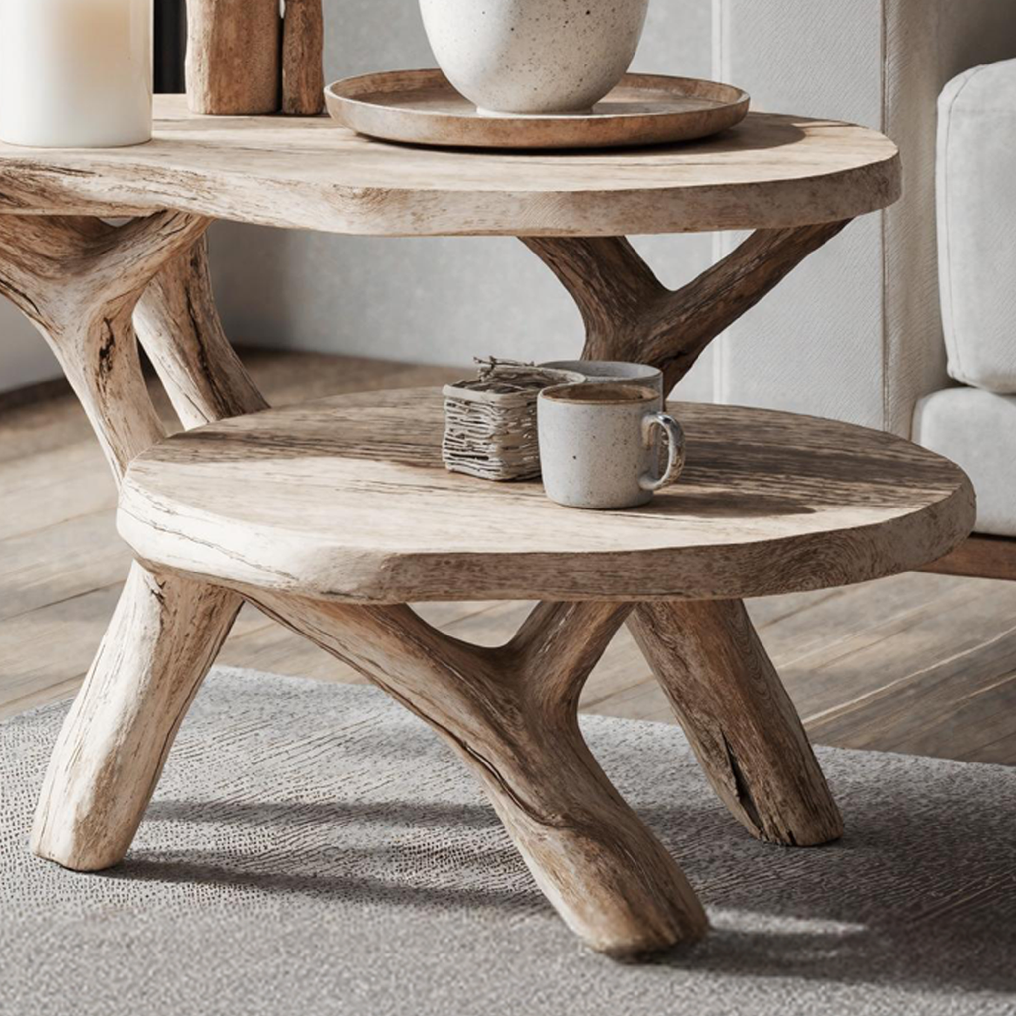Farmhouse Round End Table Living Room Decor SILDTTNEN010