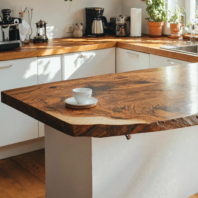 Mid Century Wooden Kitchen Countertop For Sleek Home Kitchen Design SI