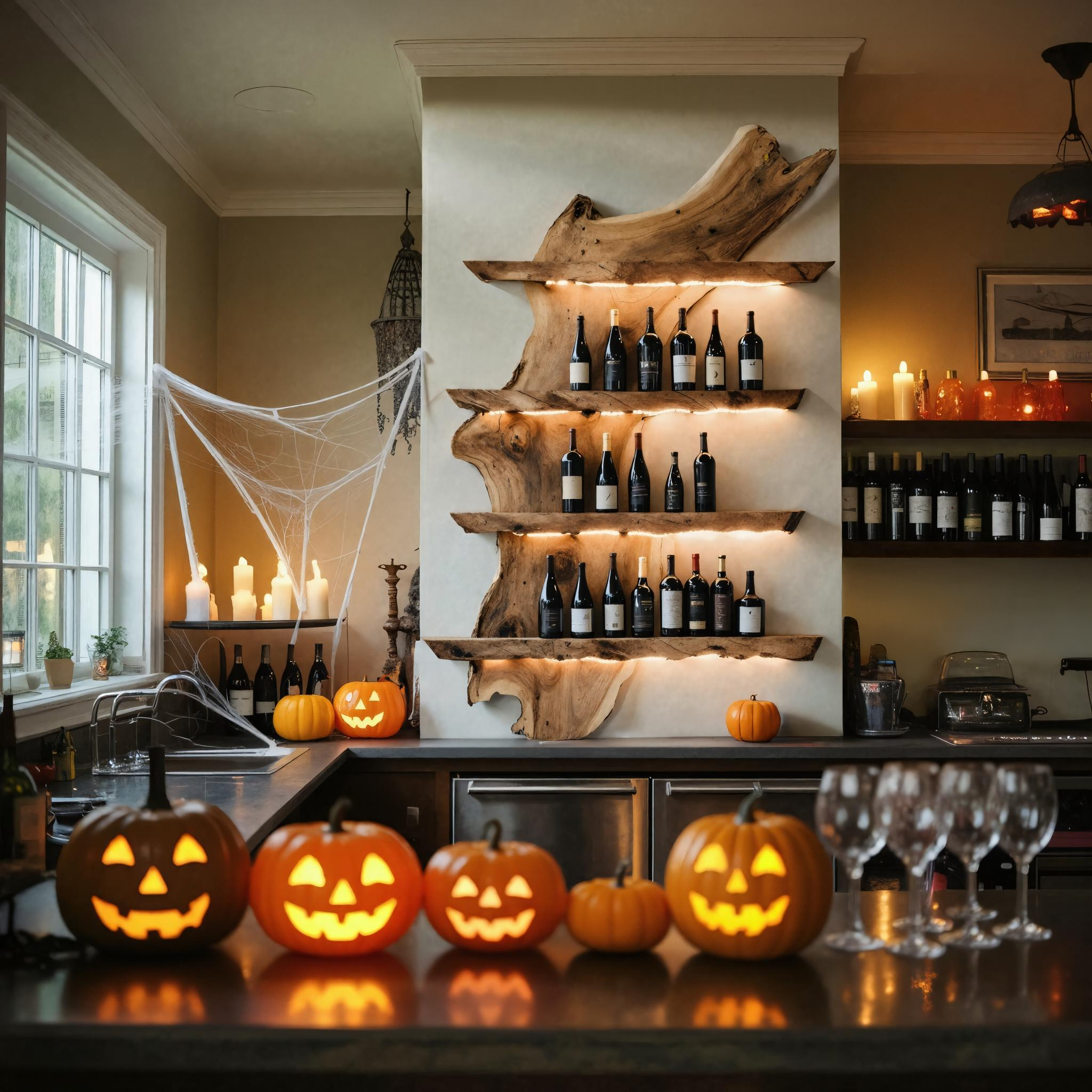 Handcrafted Solid Wood Wine Holder For Kitchen Halloween Style SILDTTRHWH002