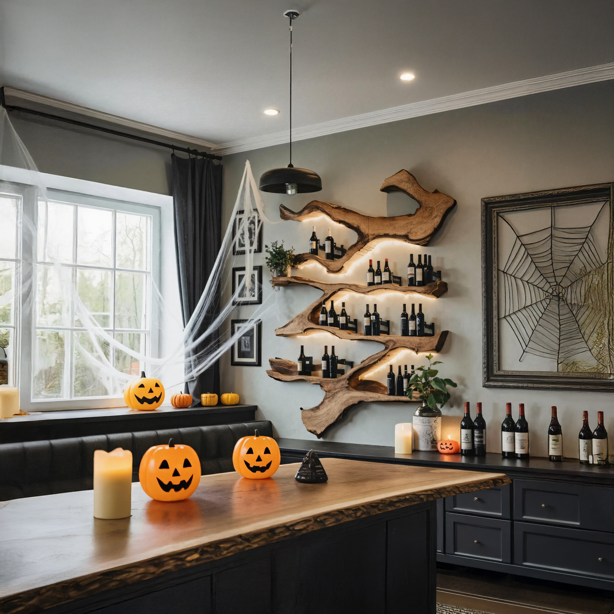 Farmhouse Wooden Live Edge Wine Holder For Kitchen Halloween Decor SILDTTRHWH001