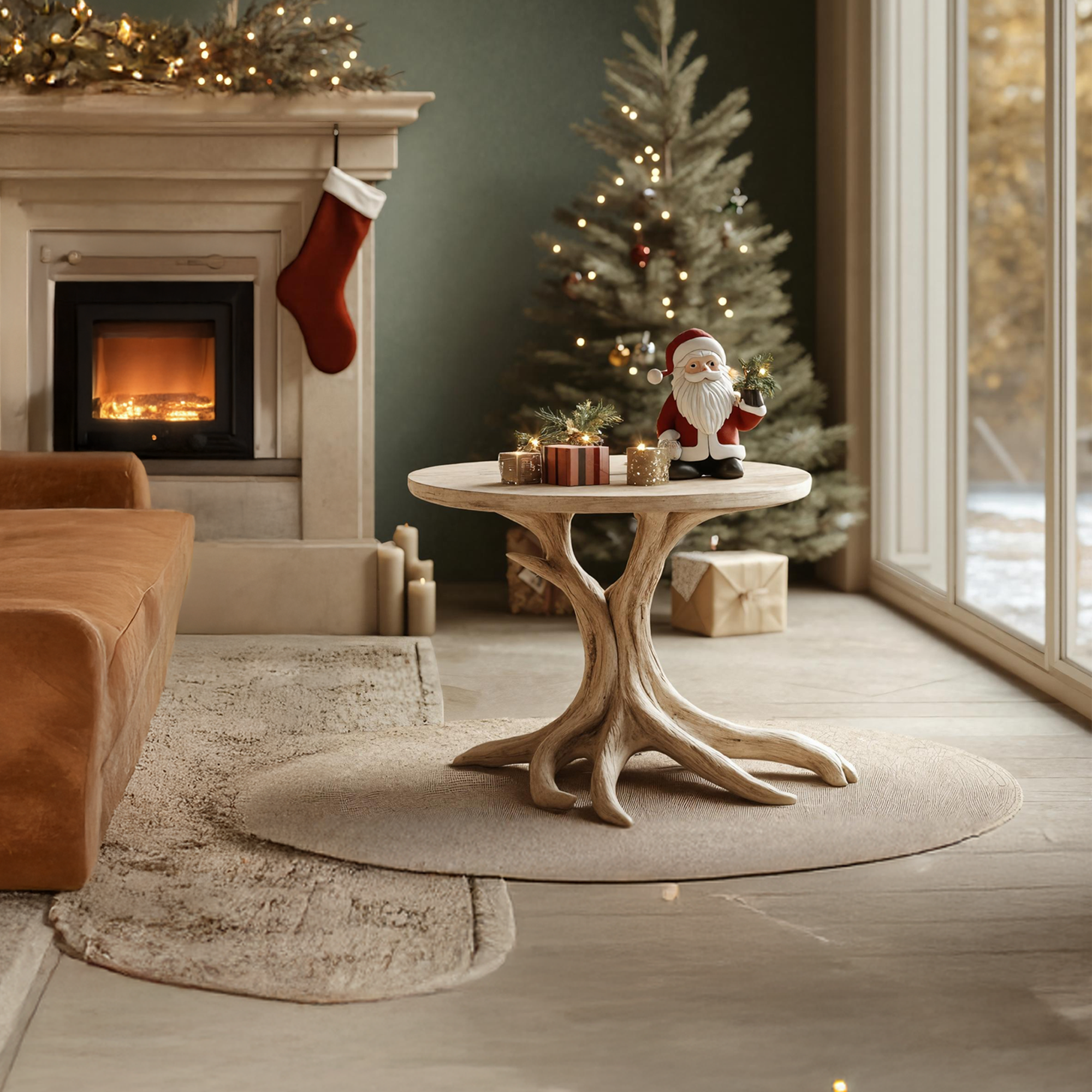 Rustic Round End Table For Entryway Design Christmas Furniture Decor SILDTTRENC012