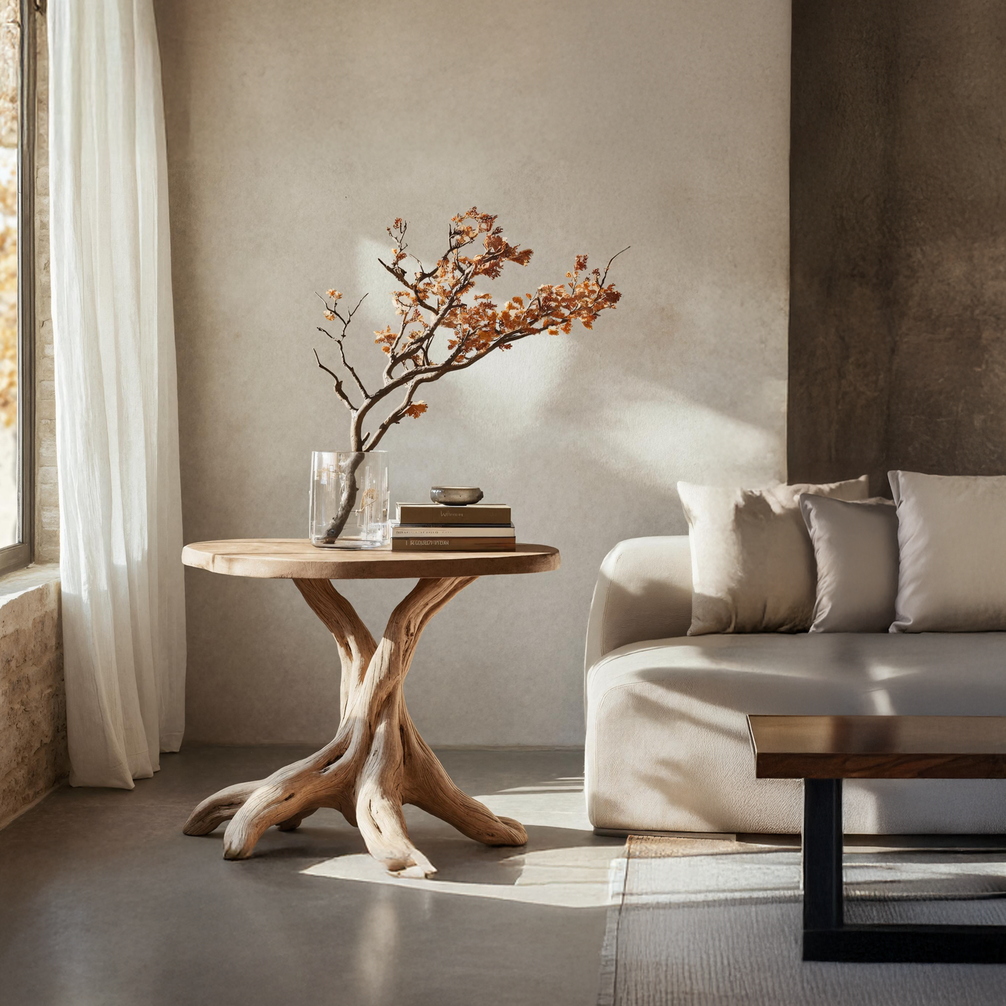 Handcrafted Solid Wood End Table For Living Room Modern Wall Display SILDTTREN011