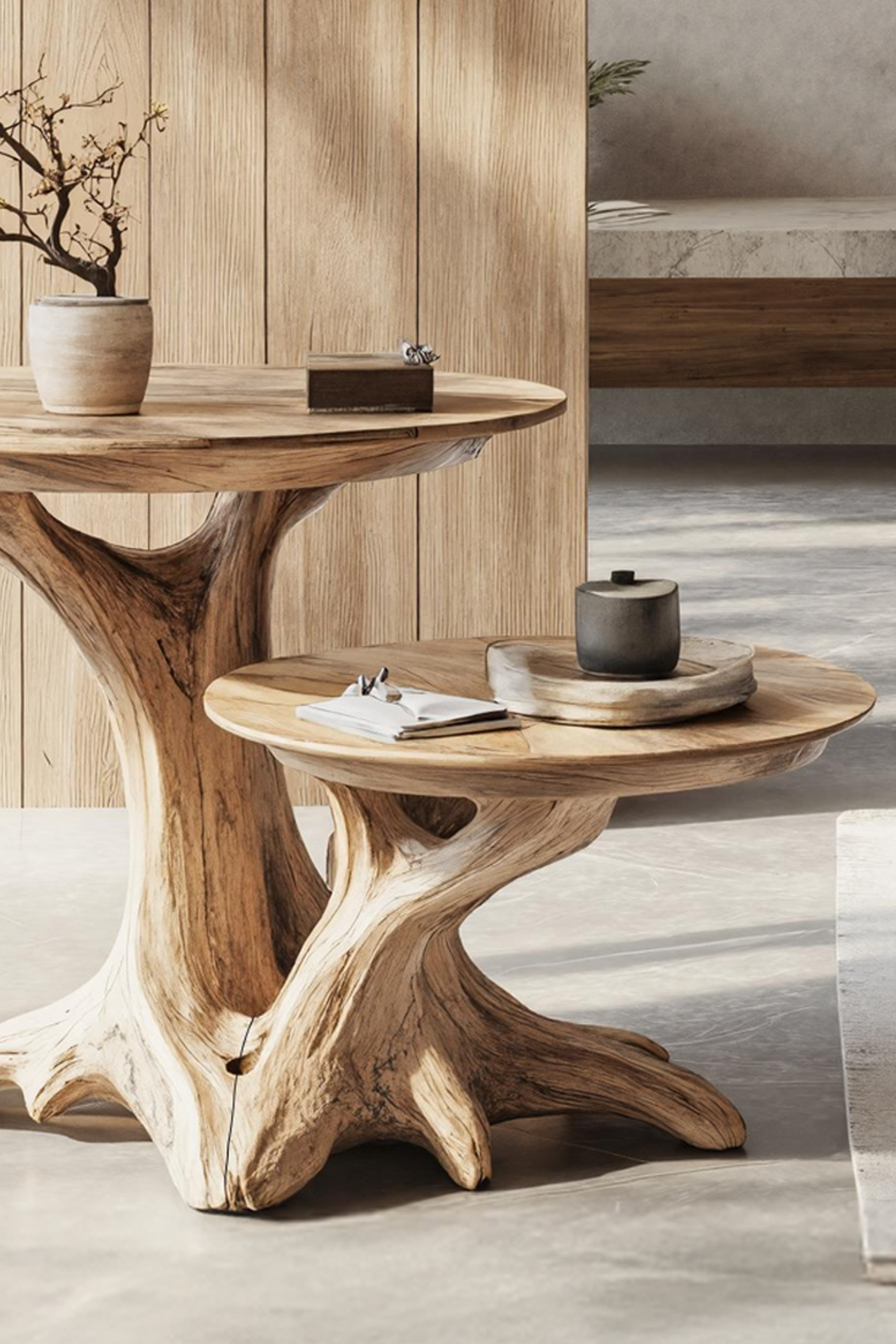 Rustic Round End Table For Entryway Design Decor And Storage Space SILDTTREN012