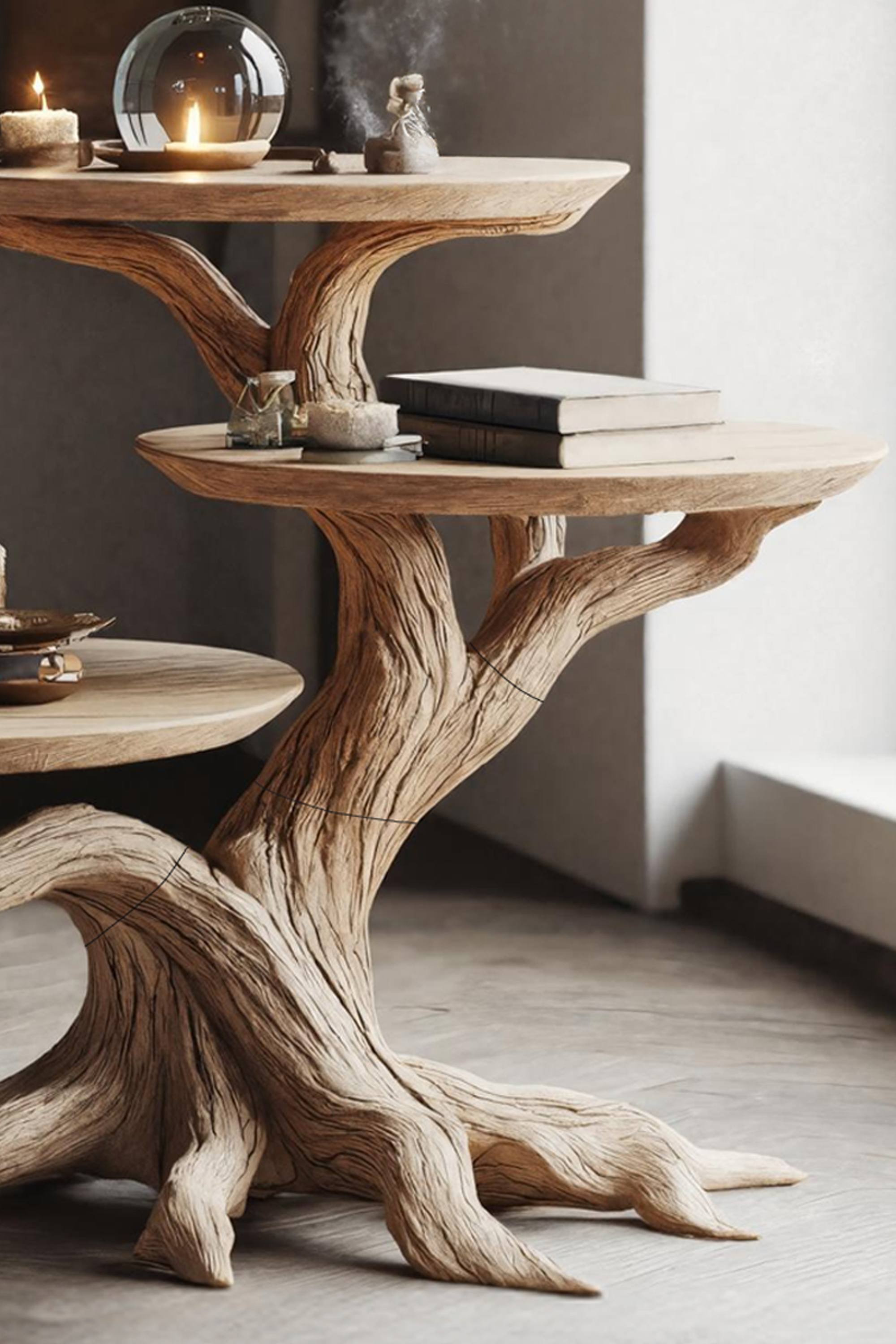 Farmhouse Round End Table For Living Room Decor Haunted Home Accent SILDTTRHEN006