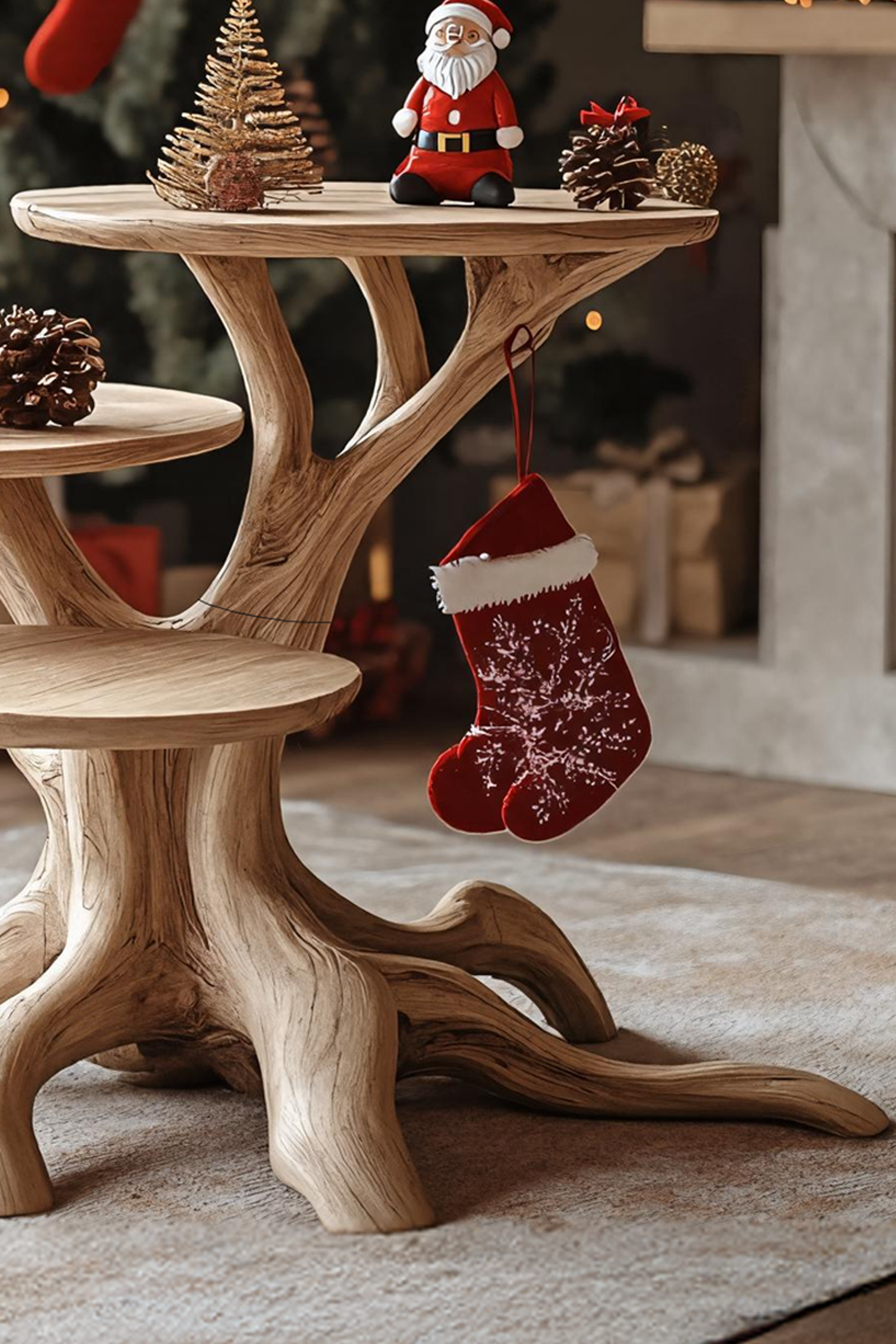 Rustic Wooden End Table For Entryway Design Festive Wall Display SILDTTRENC004