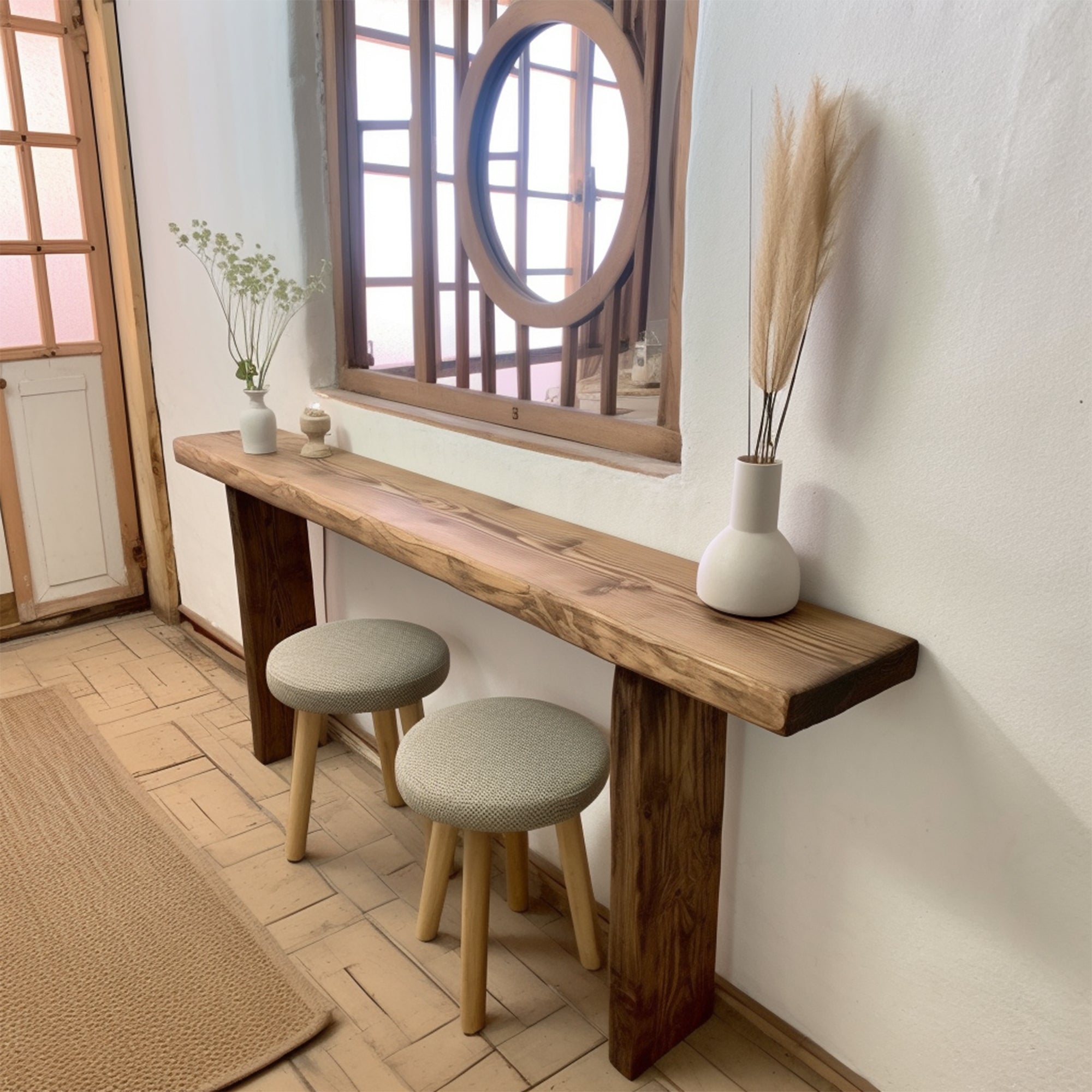 Rustic Entryway Console Table In Solid Wood Design SILDTCS004