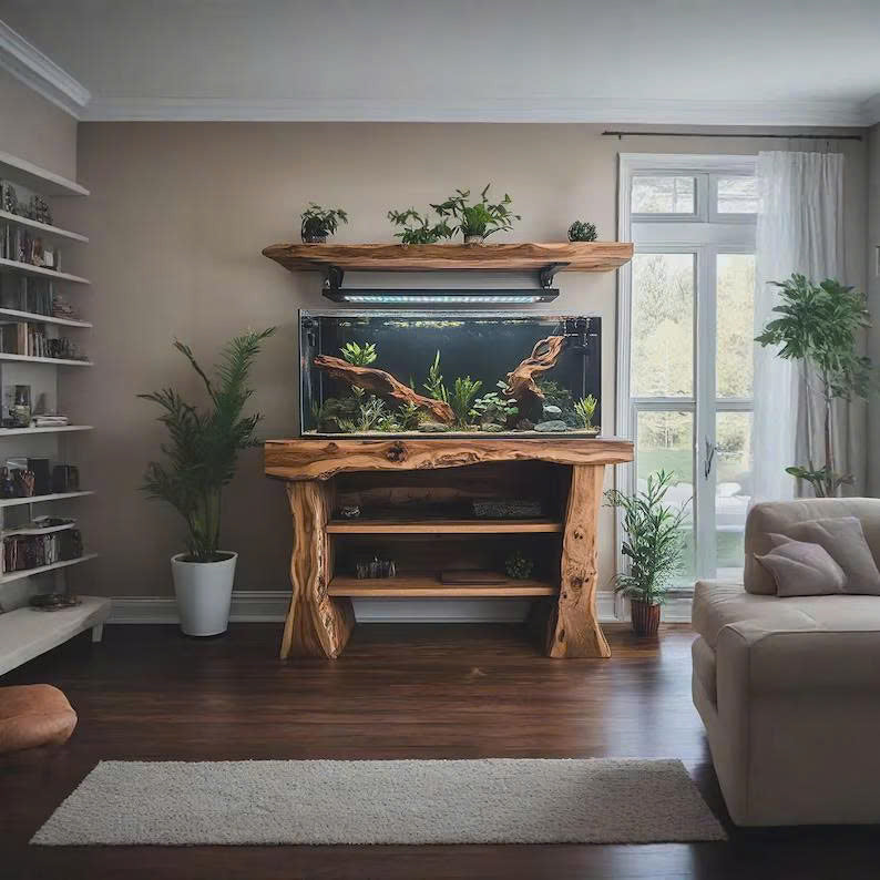 Handmade Wooden Aquarium Stand Home Decor Gift SINLWT008