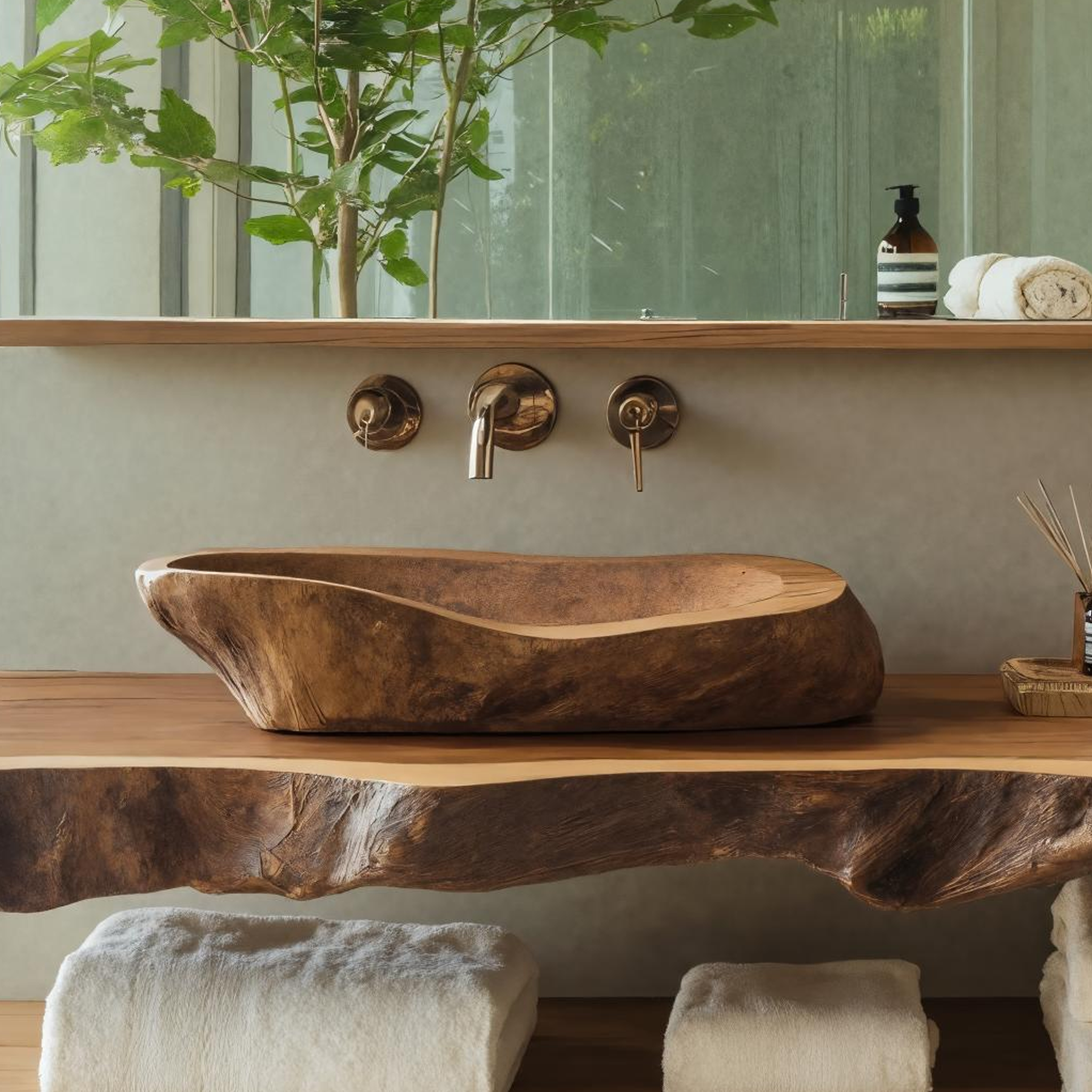 Handcrafted Wood Wash Basin For Elegant Bathroom Design SILDTTRVS005