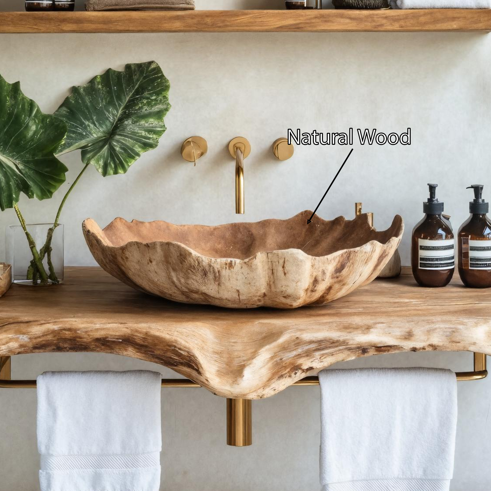 Farmhouse Wooden Vessel Sink For Bathroom Interior Design SILDTTRVS003