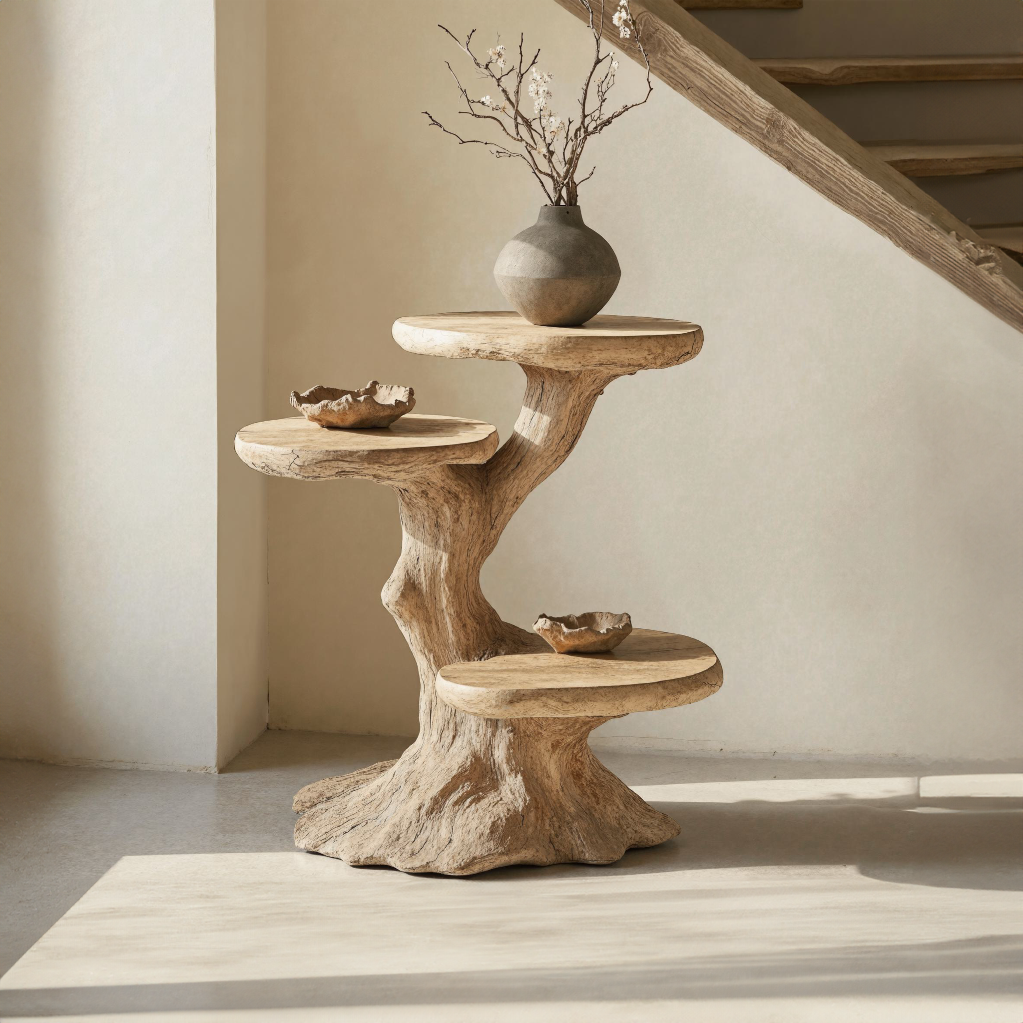 Rustic Multi-Tier End Table Live Edge End Table Decor SILDTEN040