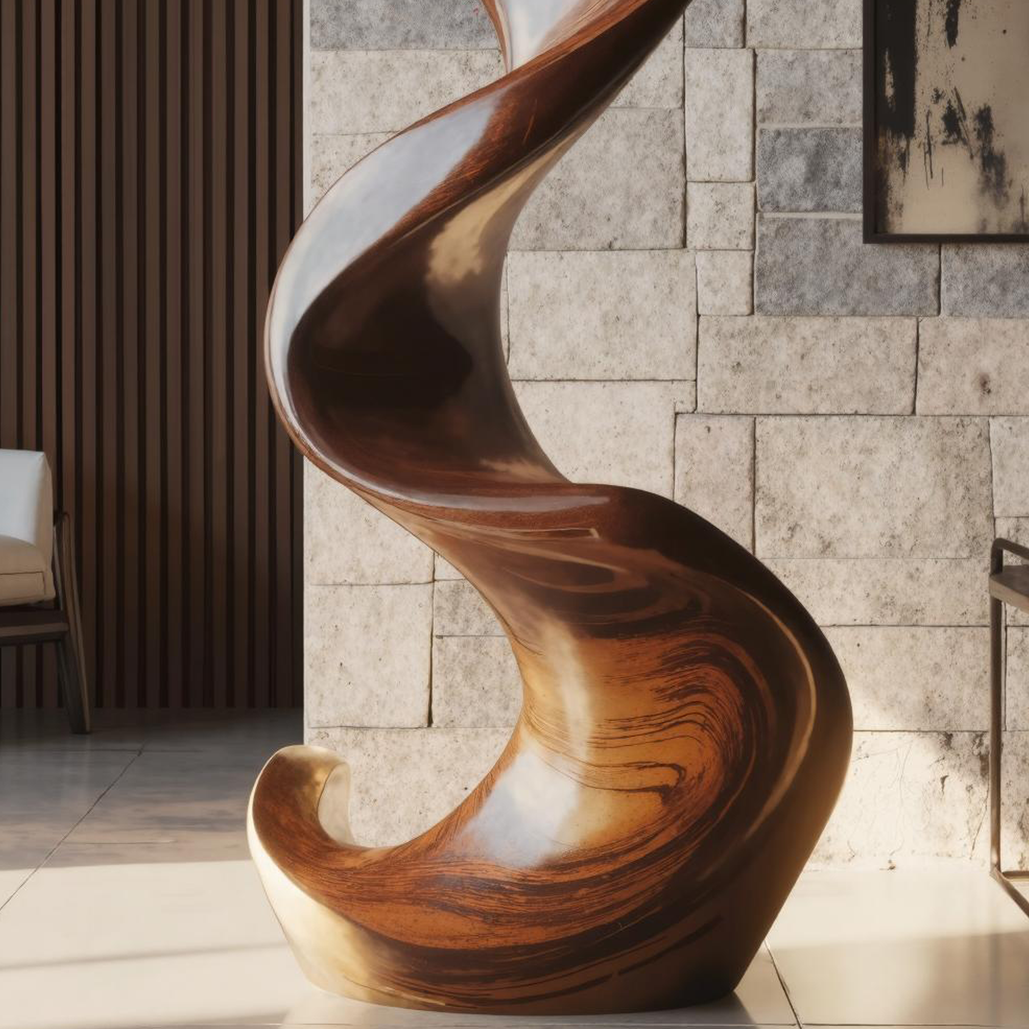 Farmhouse Large Twisted Spiral Floor Art For Living Room SILDTAS002